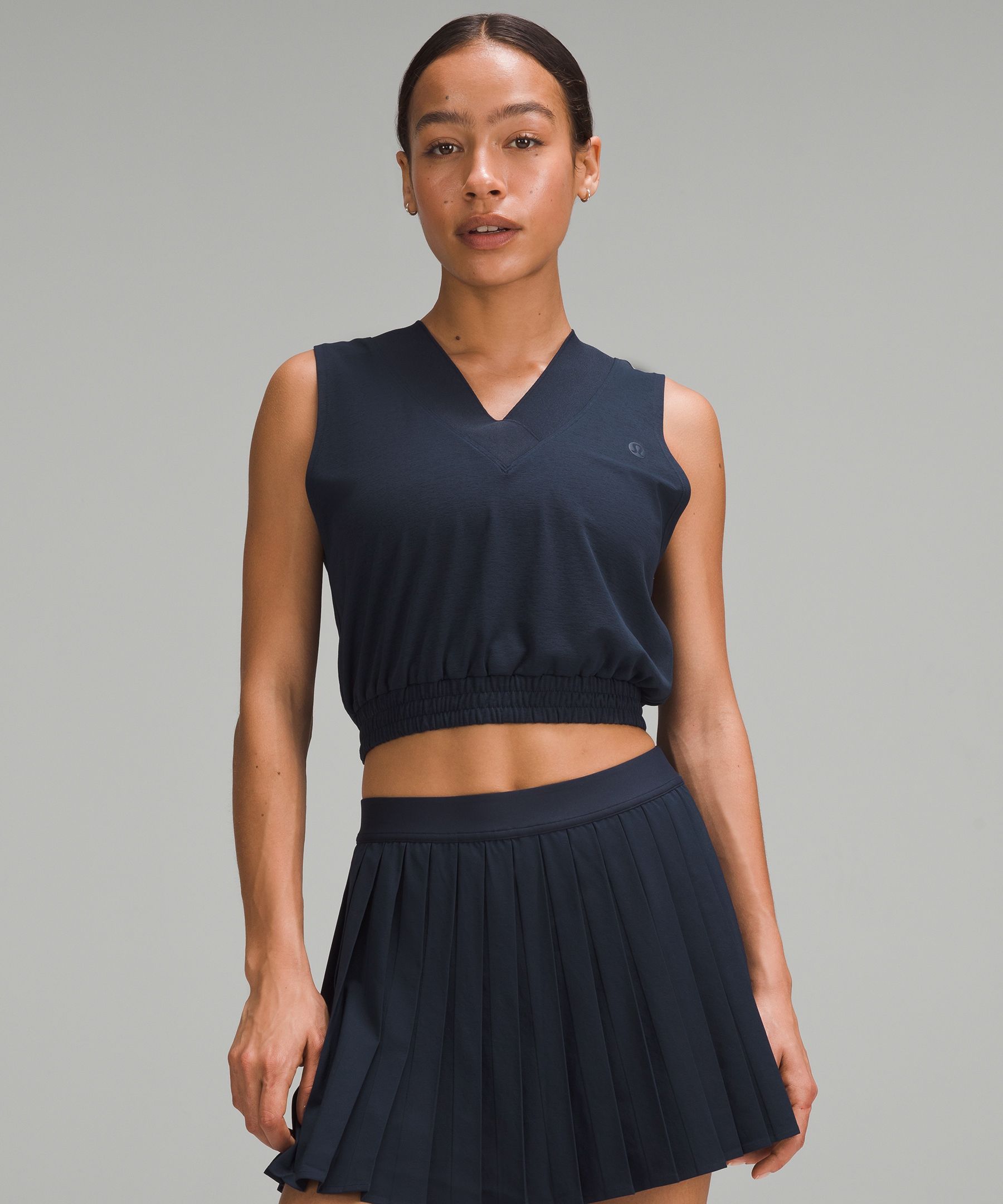 Shop Lululemon Sleeveless Cropped Tennis Tank Top