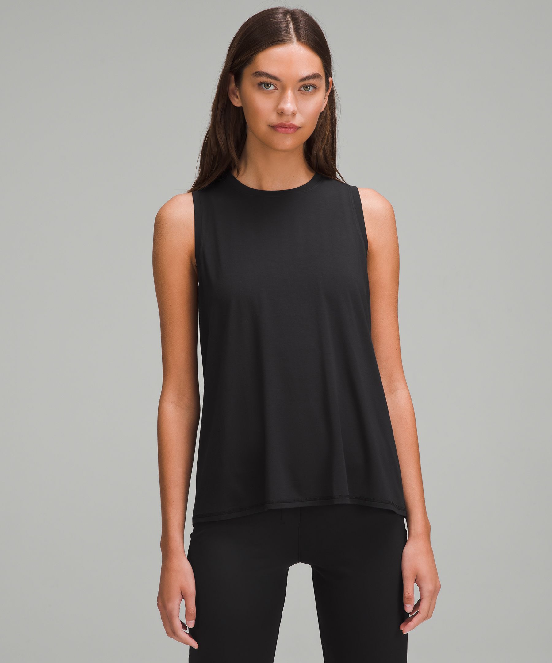 Silk-blend Tank Top - Black - Ladies