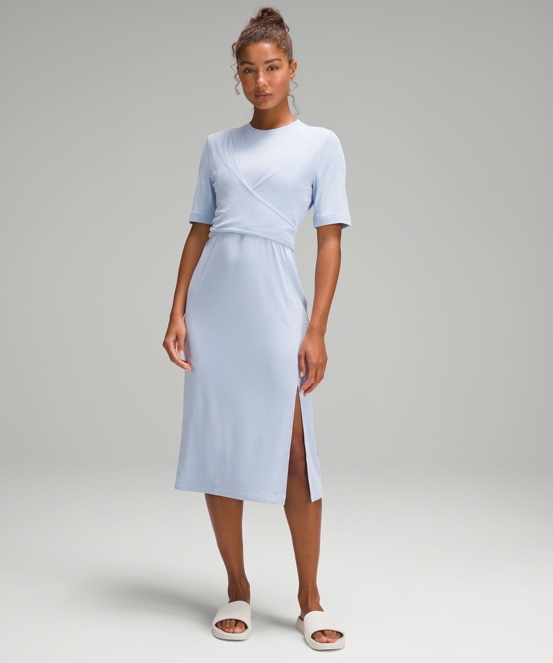 Lululemon Wrap-front Soft Ribbed Midi Dress