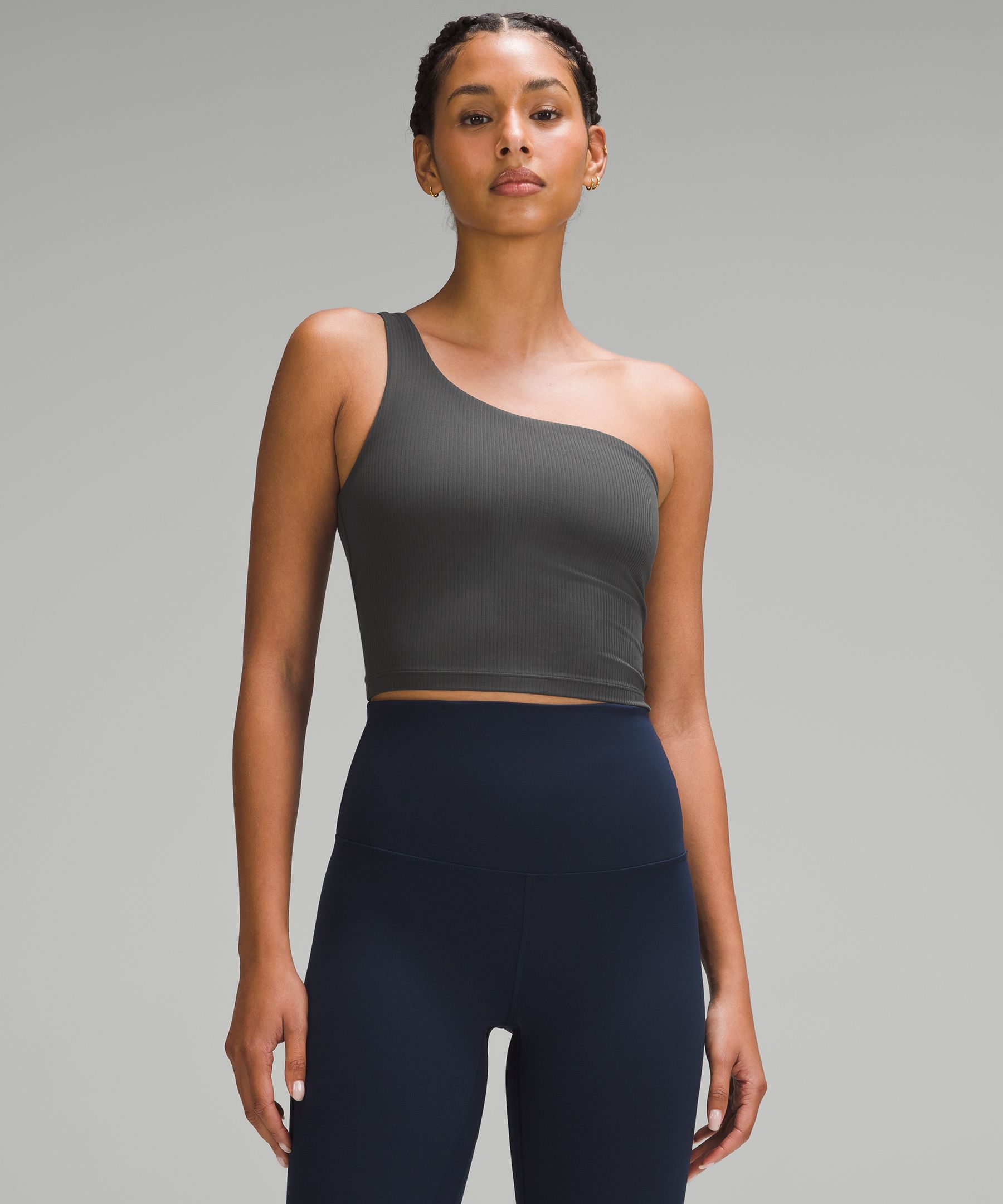 Ribbed Asymmetrical Yoga Tank Top