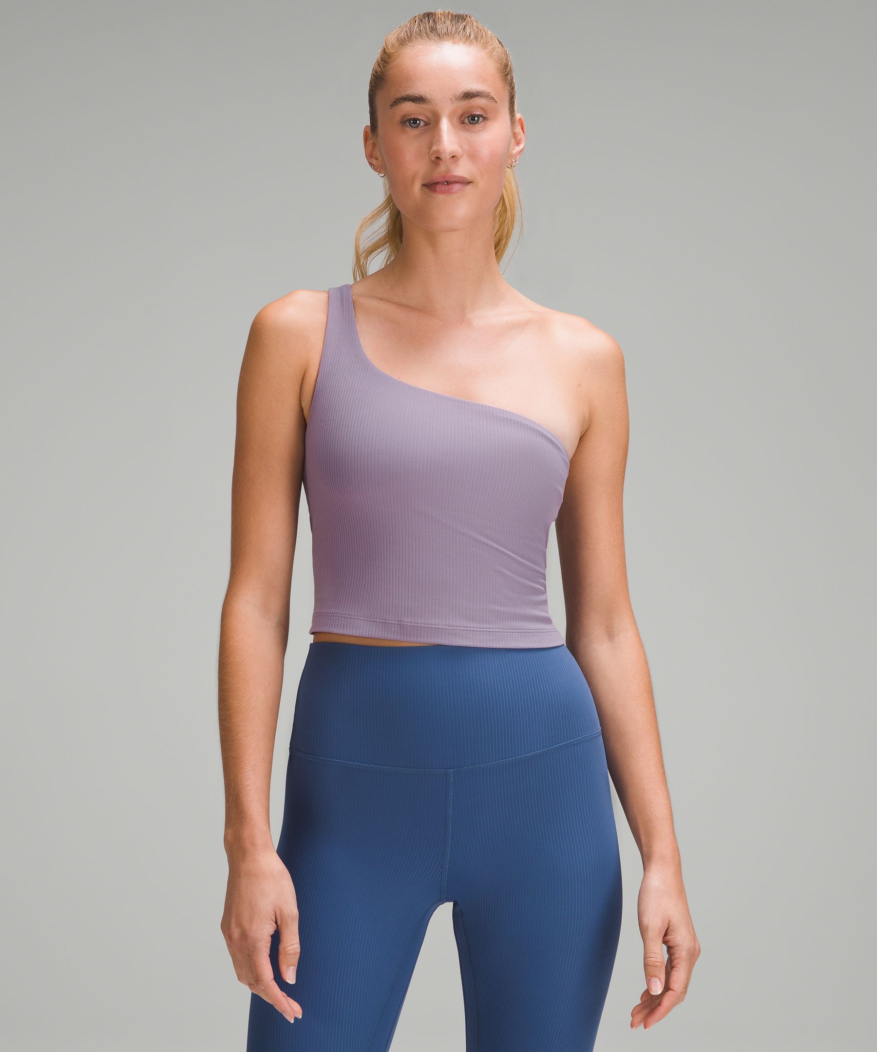 Ribbed Nulu Asymmetrical Yoga Tank Top, Women's Sleeveless & Tank Tops