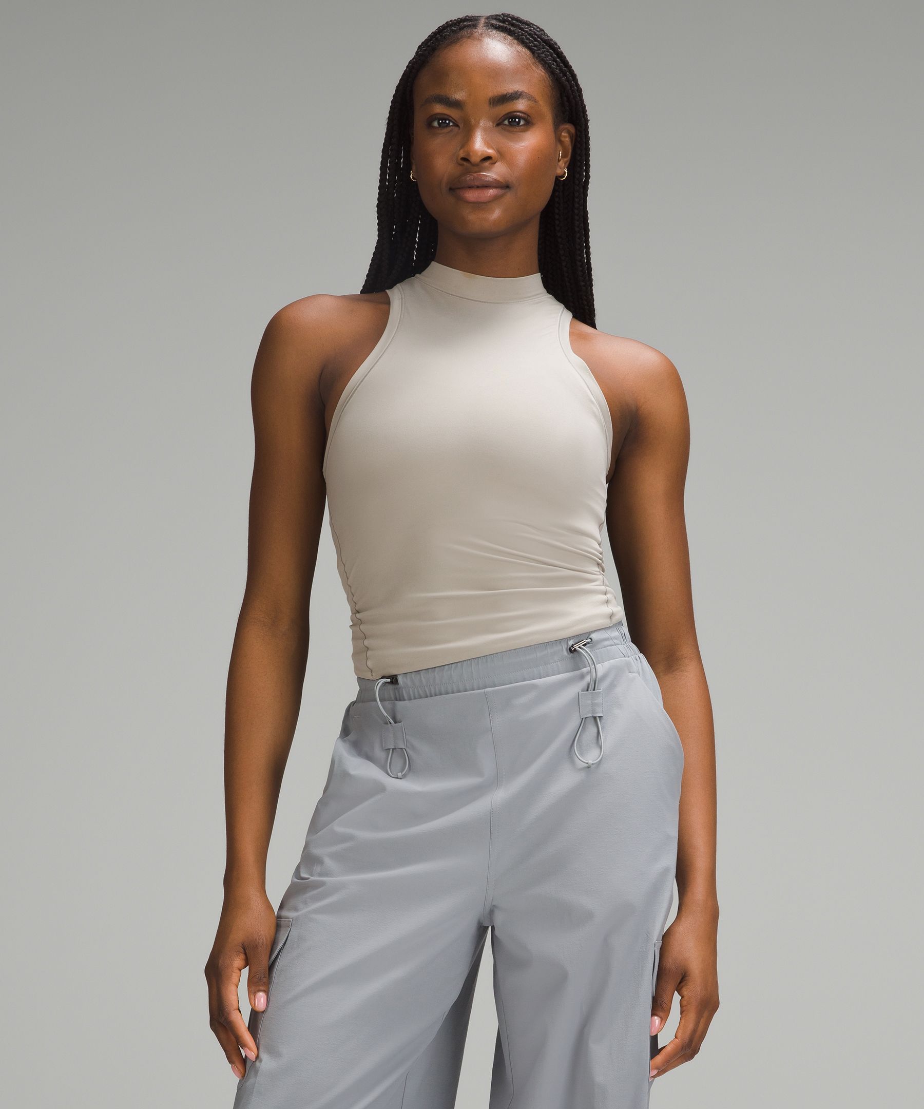 Gray mock outlet neck top