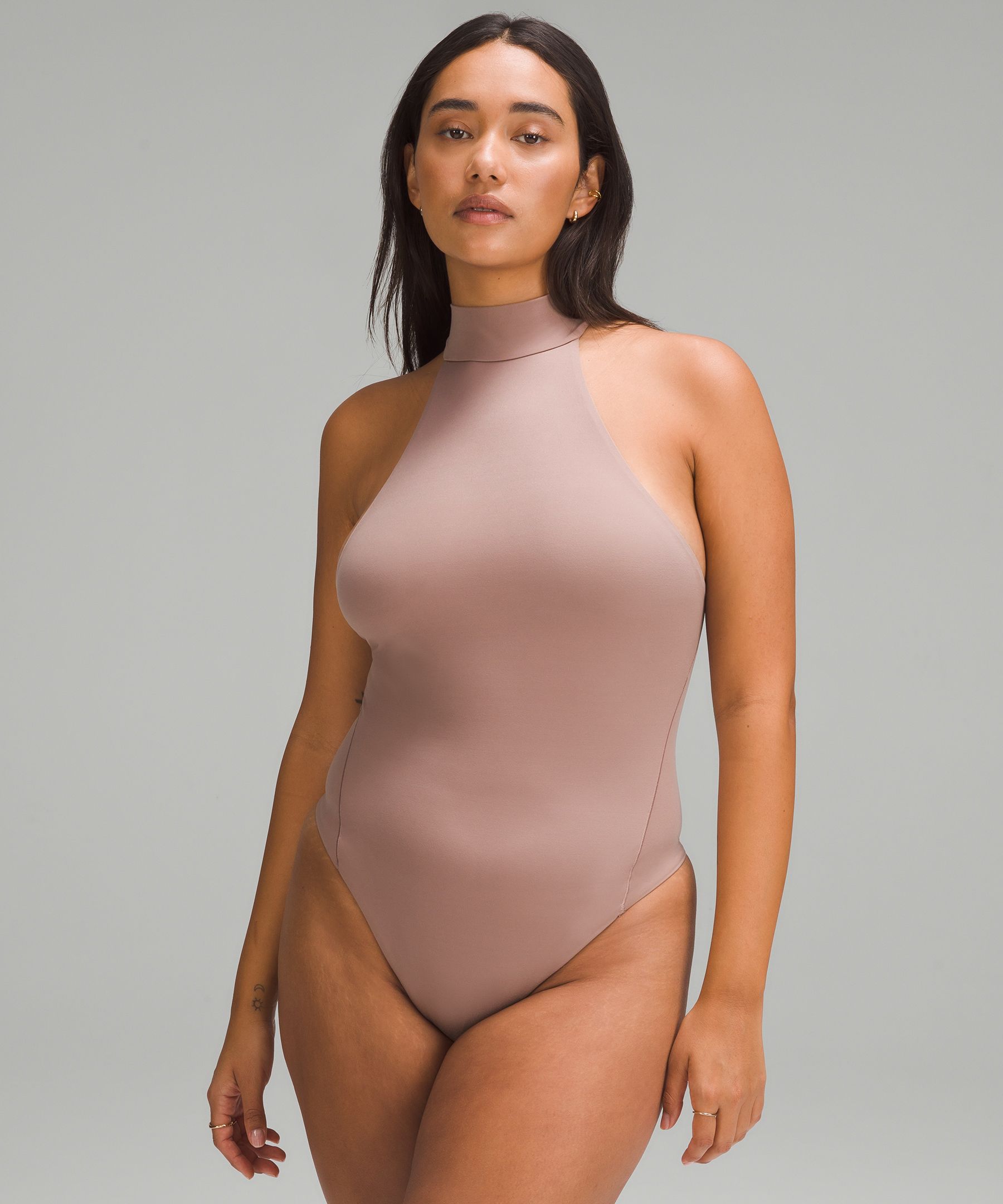 Lululemon High-Neck Tight-Fit Shelf Bodysuit - Java - lulu fanatics