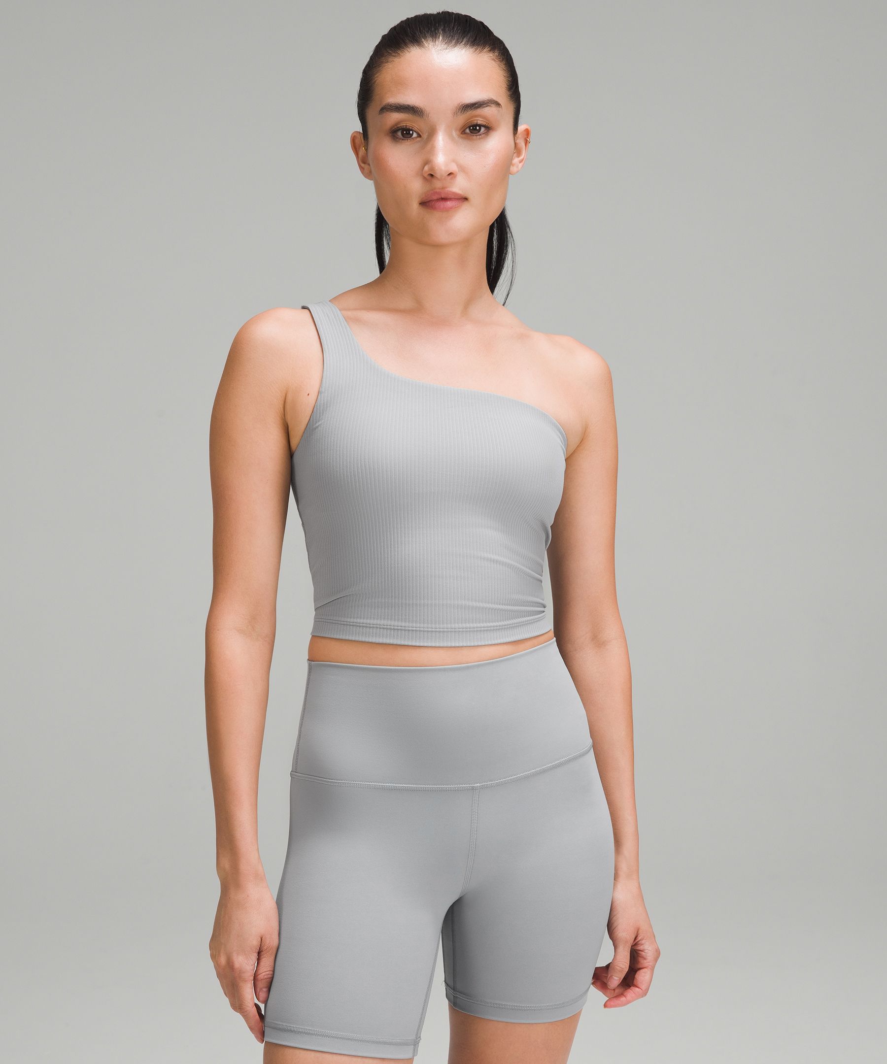 Ribbed Nulu Asymmetrical Yoga Tank Top, Women's Sleeveless & Tank Tops