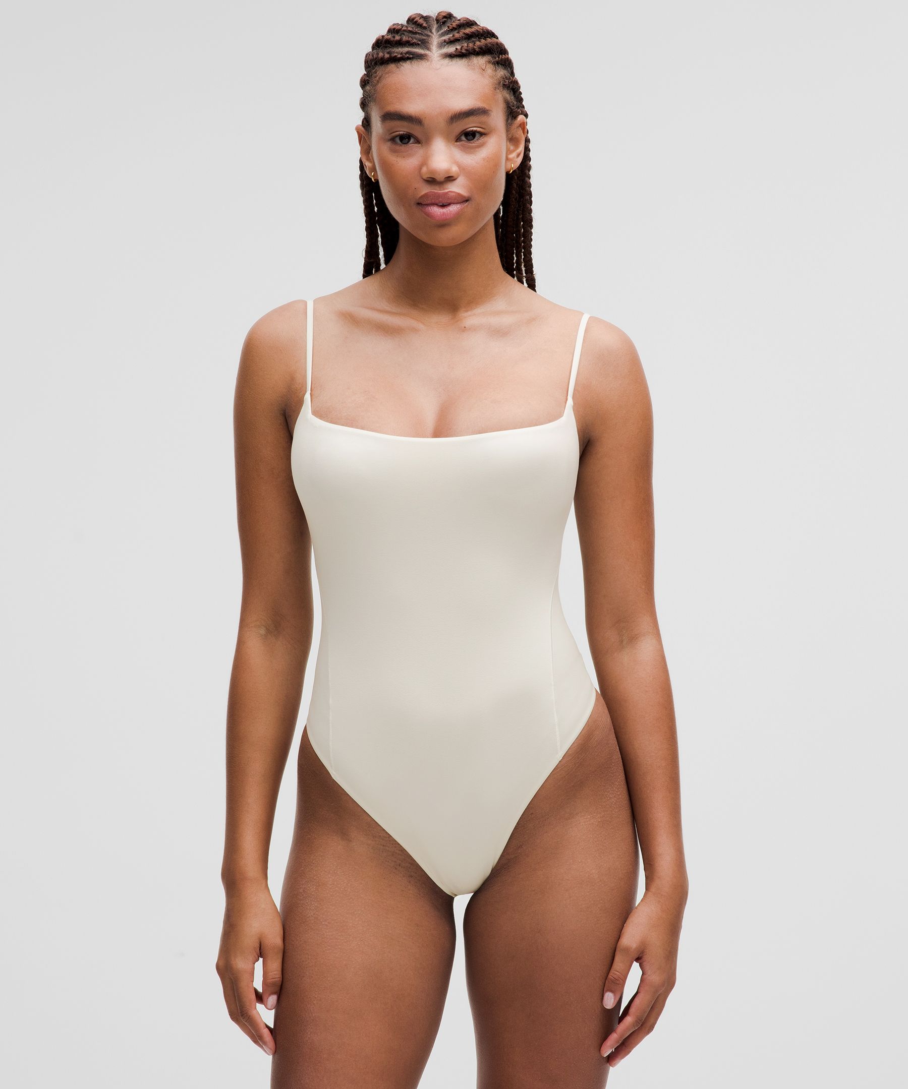 Wundermost Ultra-Soft Nulu Square-Neck Spaghetti-Strap Bodysuit