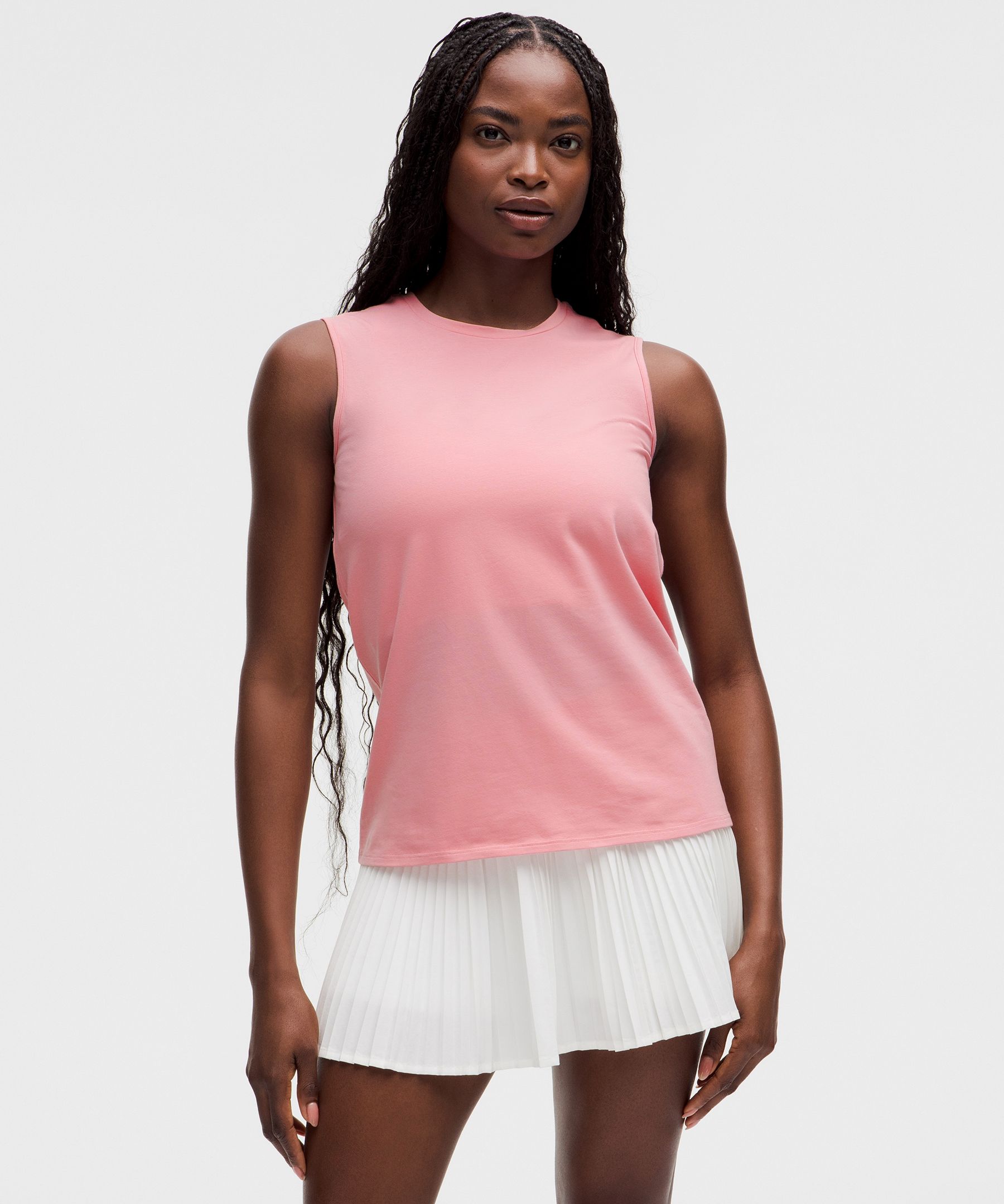 Organic Cotton Crewneck Tank Top - Pink Tide