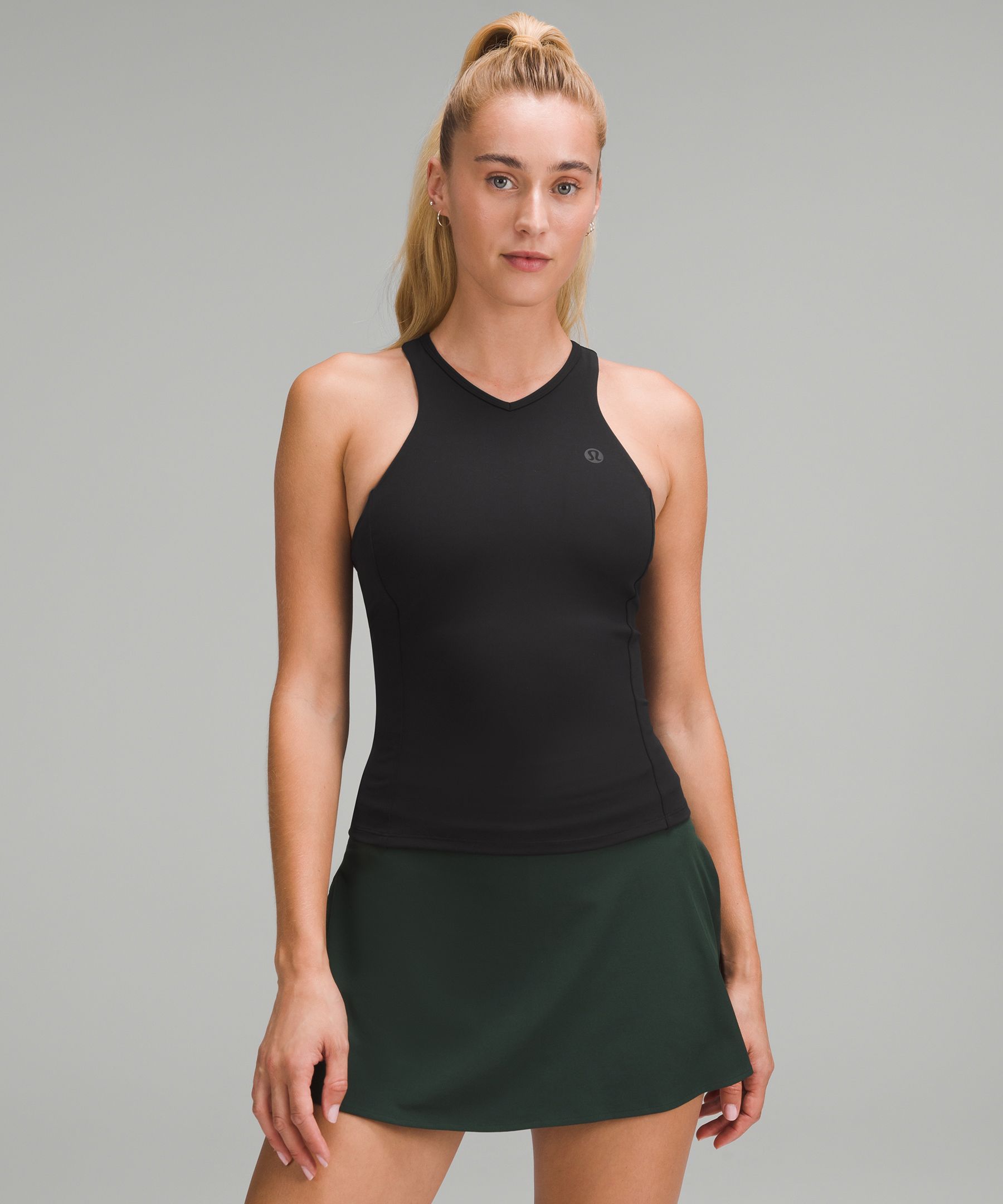 Waist-Length V-Neck Tennis Tank Top Medium Support, B/C Cup