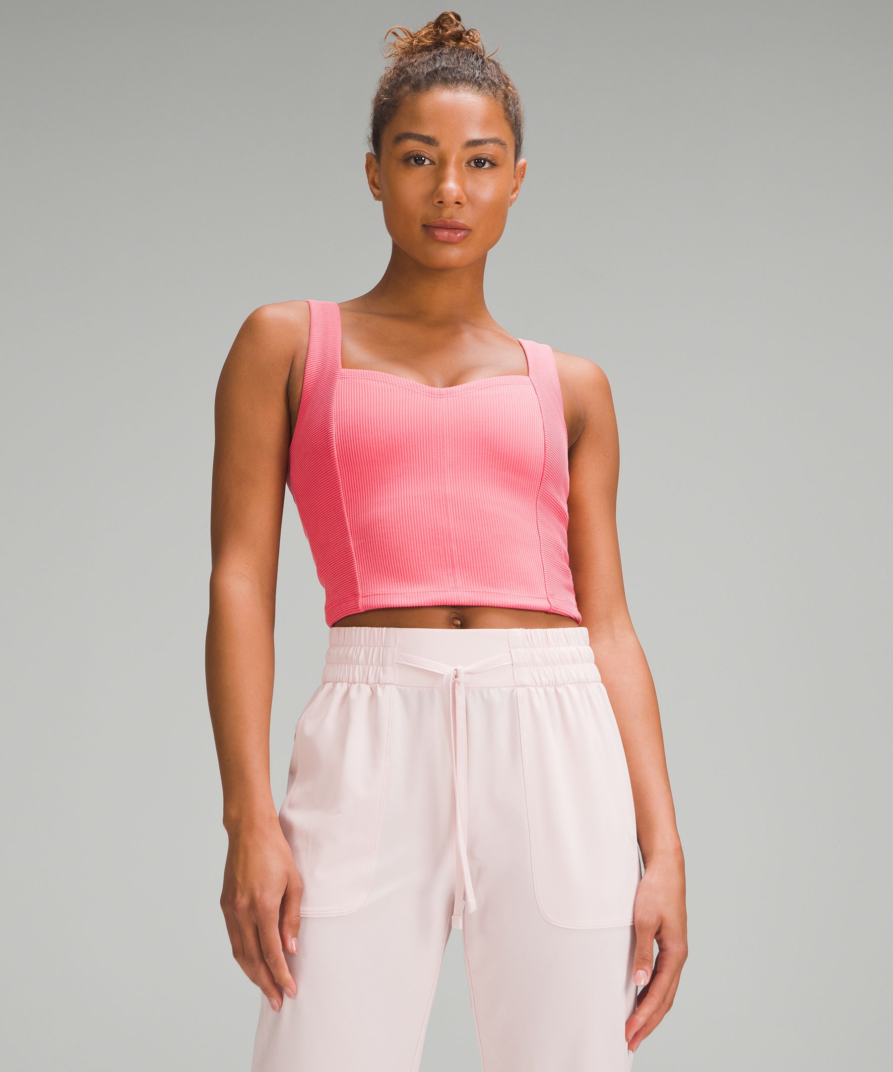 Ribbed Softstreme Sweetheart Tank Top - Pink