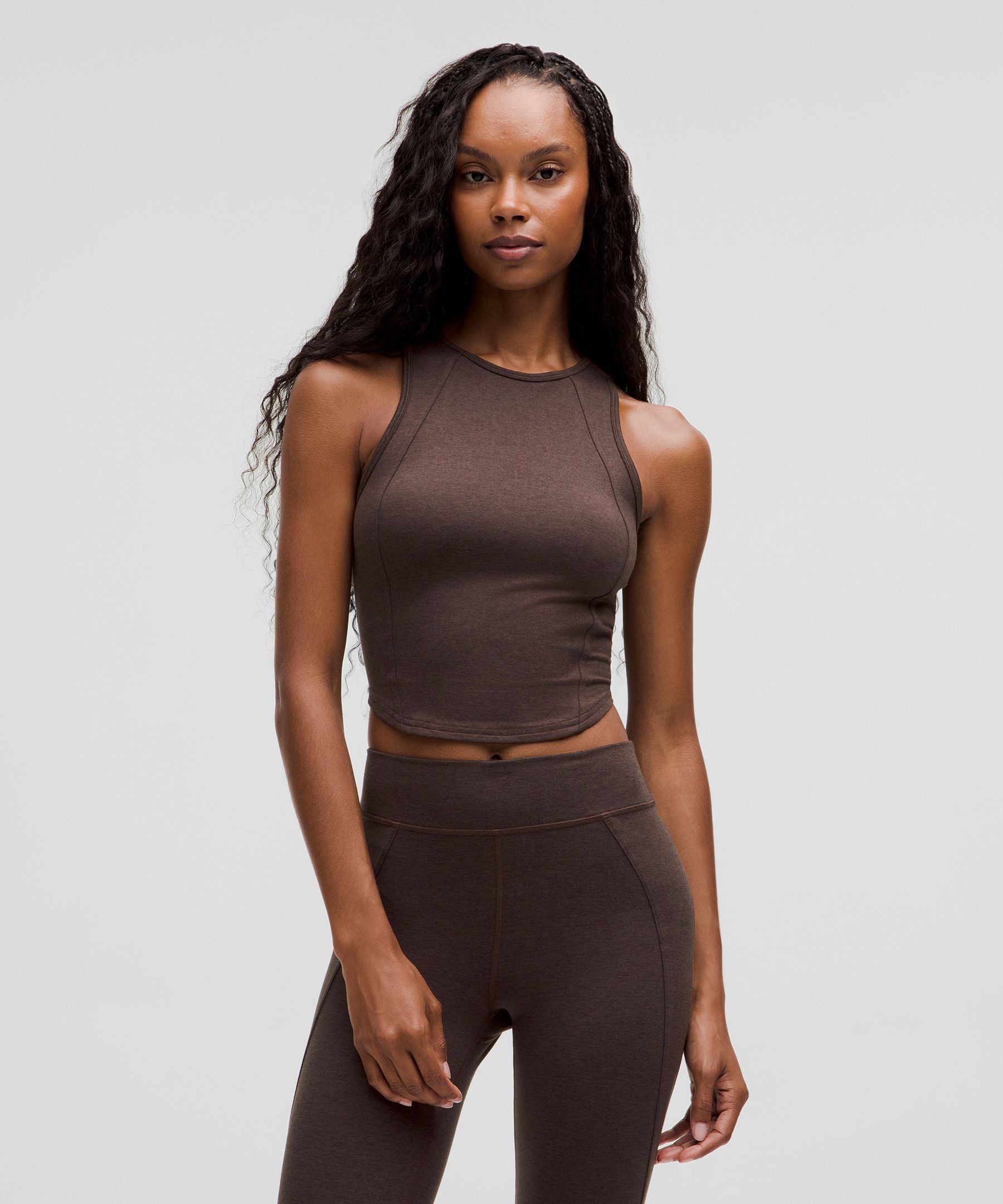 lululemon – Women's Soft Sueded Crewneck Cropped Tank Top – Color Brown – Size 10