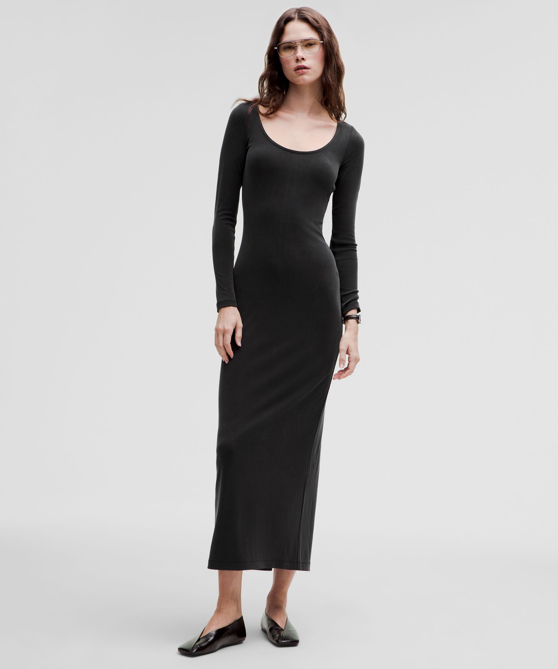 Drapey Softstreme Long-Sleeve Maxi Dress - Black