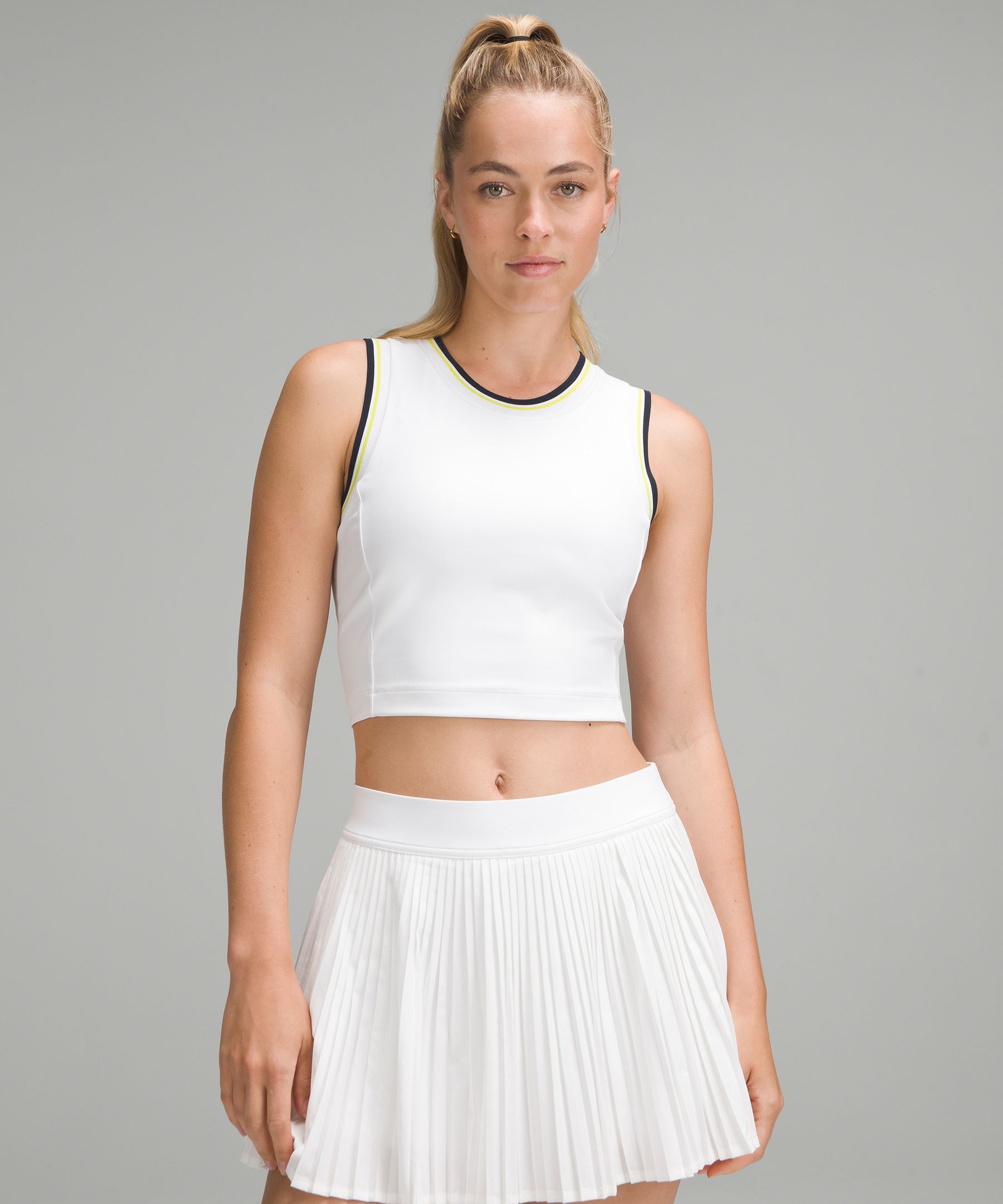 lululemon – Women's Varsity Scoop-Neck Cropped Tennis Tank Top Medium Support, B/C Cup – Color White – Size 6