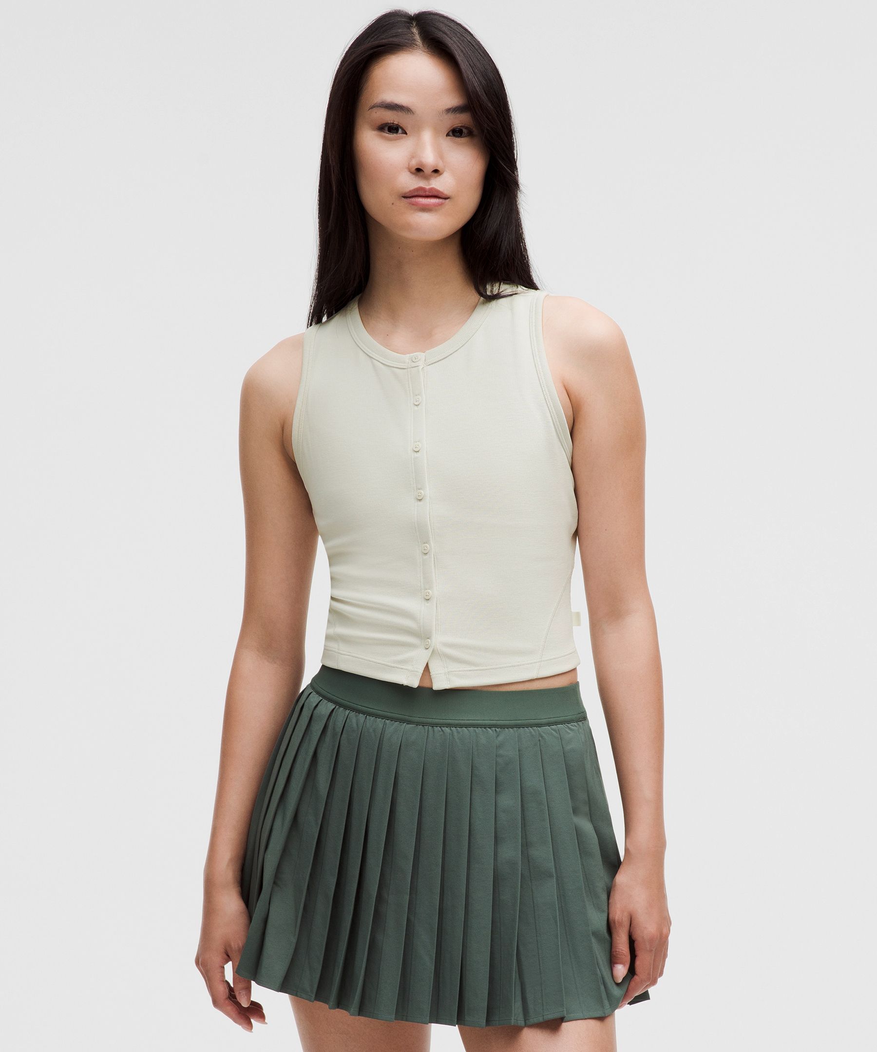 Soft Ribbed Button-Front Tank Top