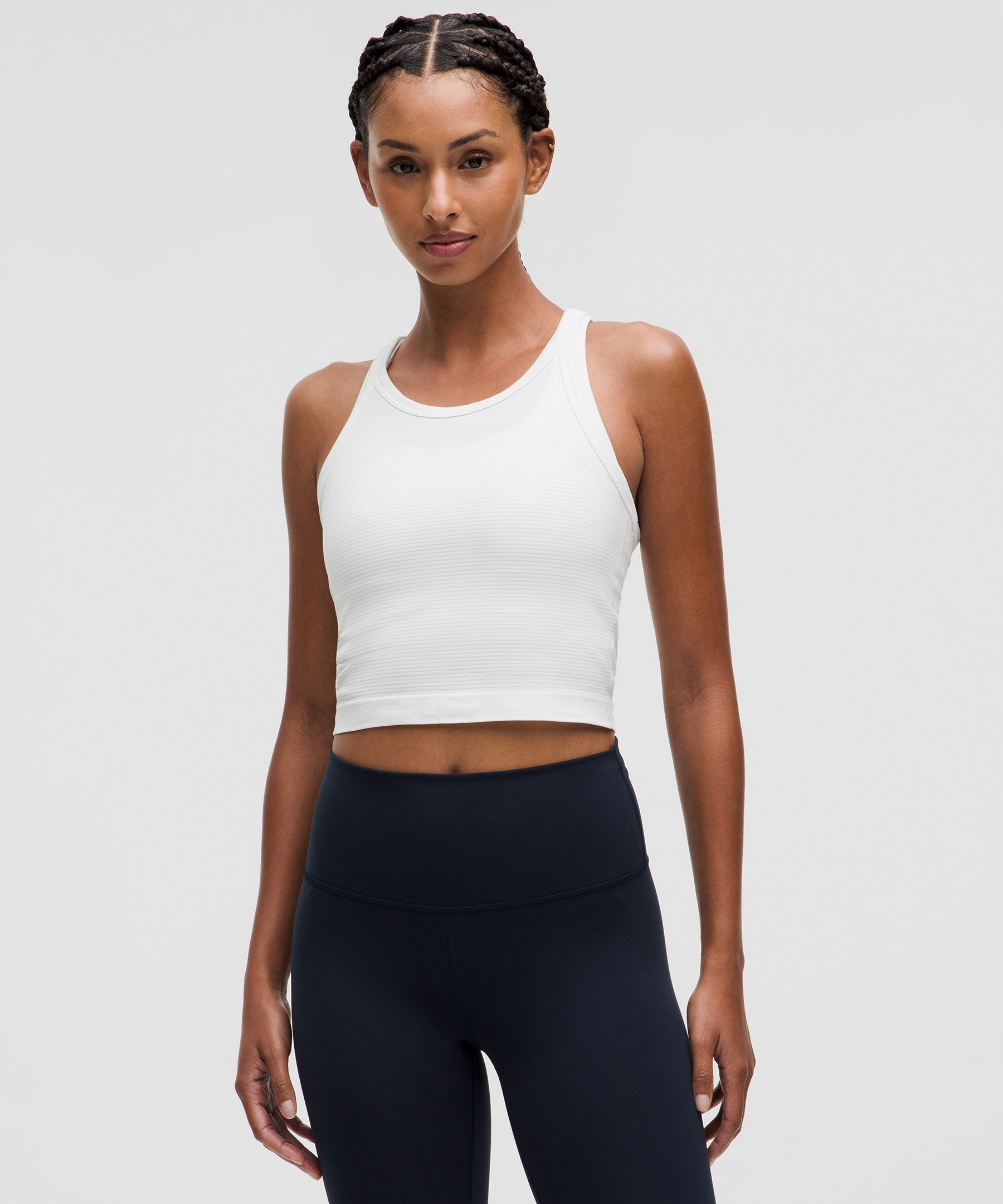 Swiftly Tech Cropped Racerback Tank Top 2.0 - White,Neutral