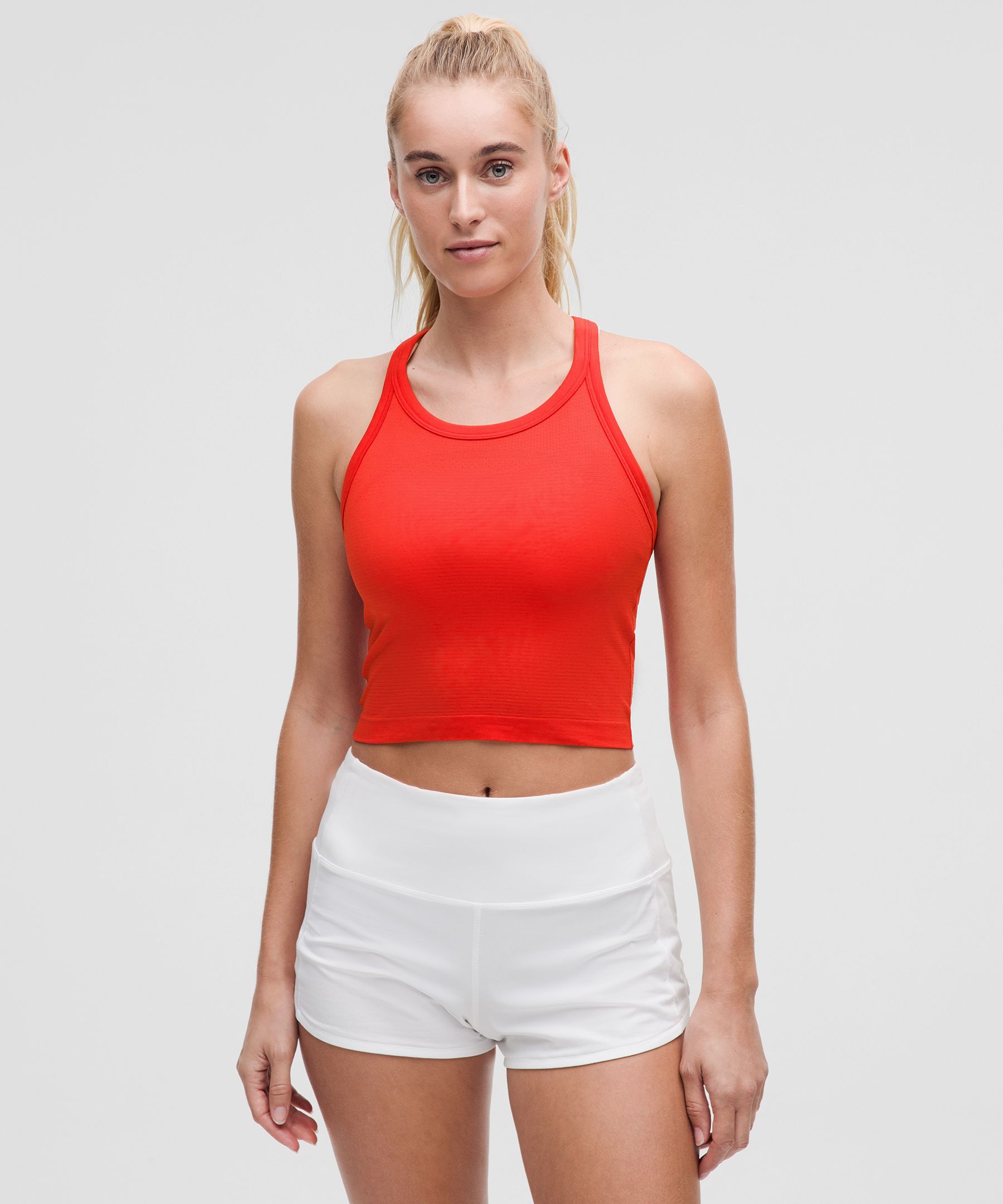 Swiftly Tech Cropped Racerback Tank Top 2.0 - Red