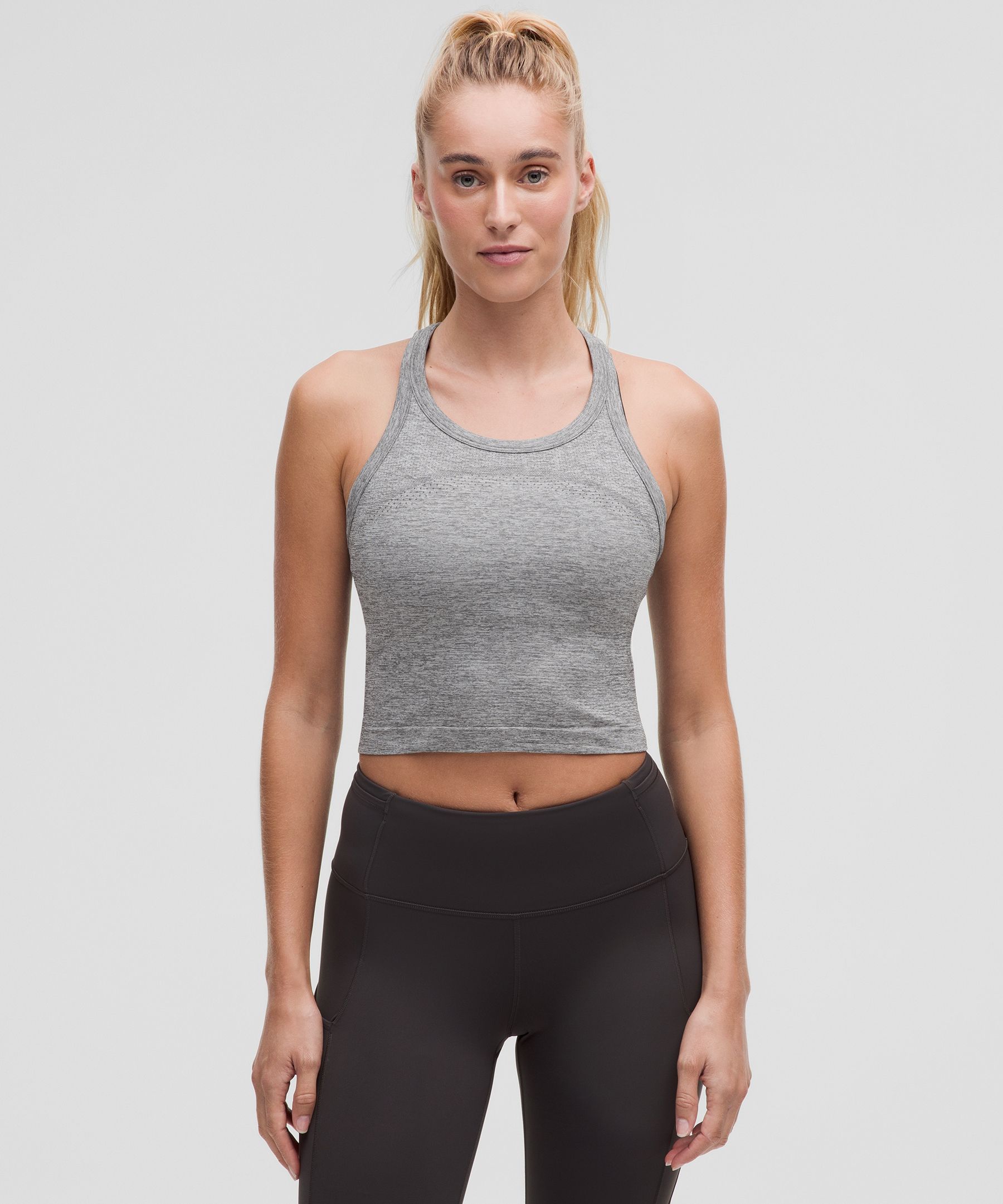 Swiftly Tech Cropped Racerback Tank Top 2.0 - Grey,Neutral