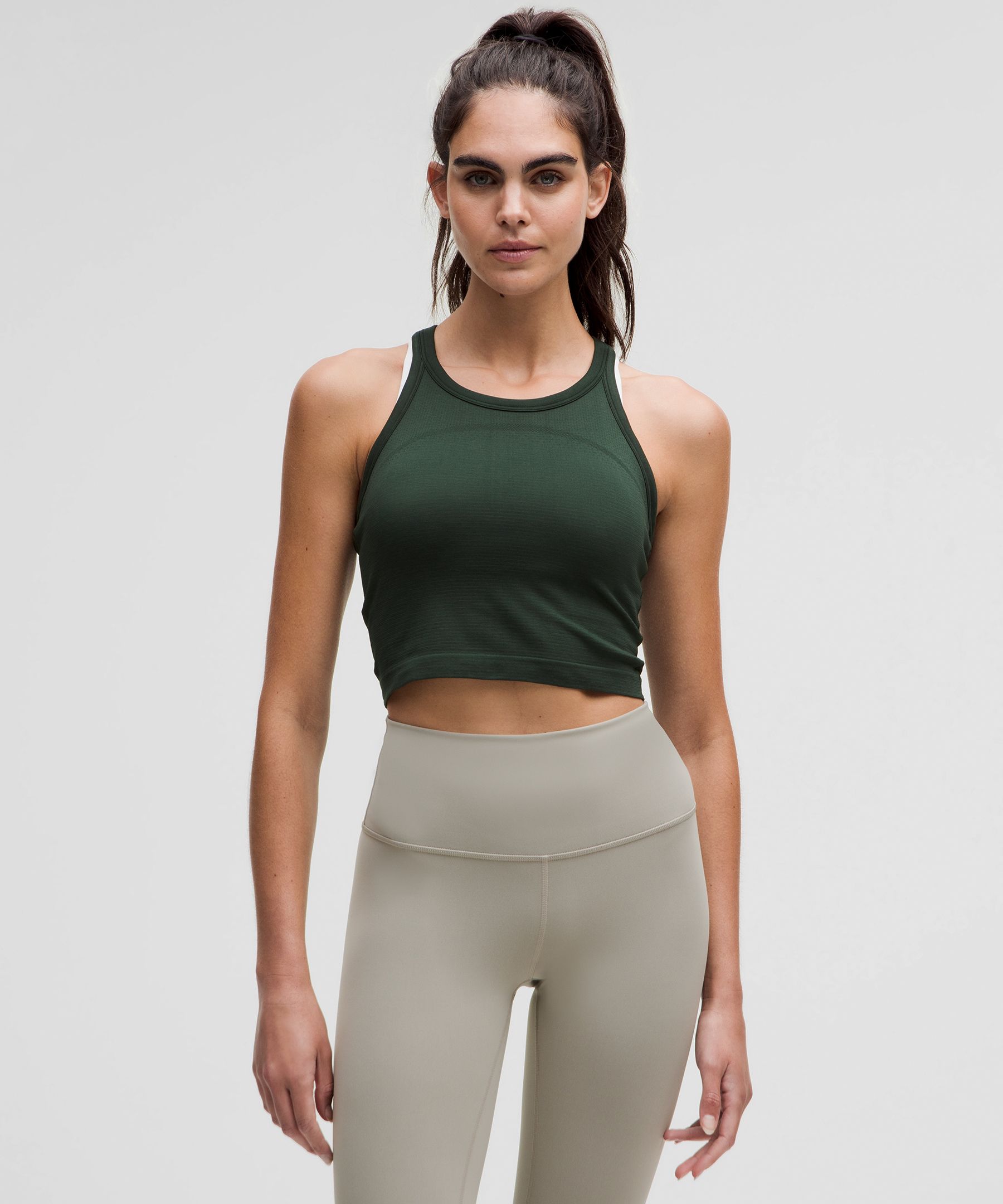 Swiftly Tech Cropped Racerback Tank Top 2.0 - Green