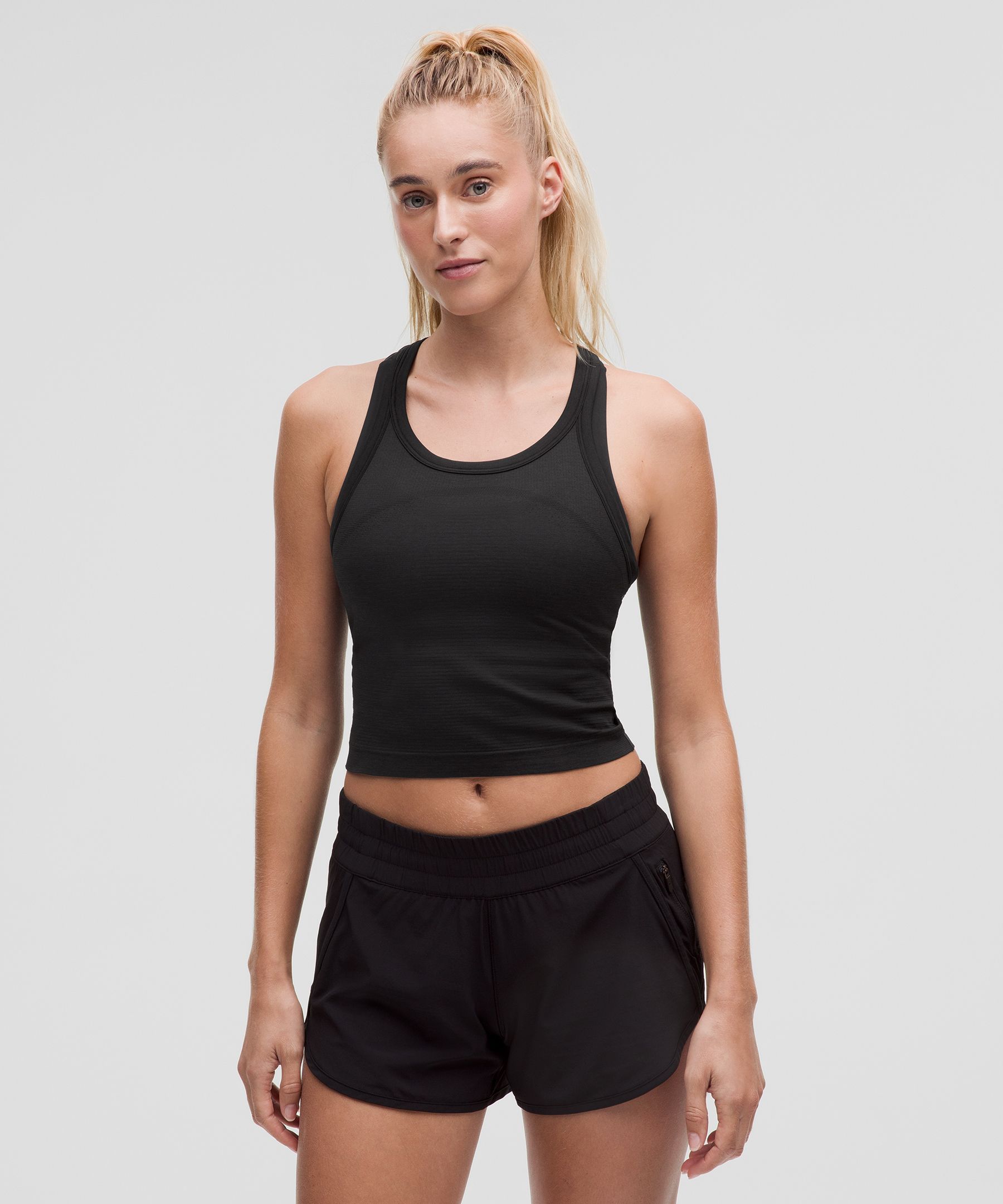 lululemon – Women's Swiftly Tech Cropped Racerback Tank Top 2.4 – Color Black – Size 4