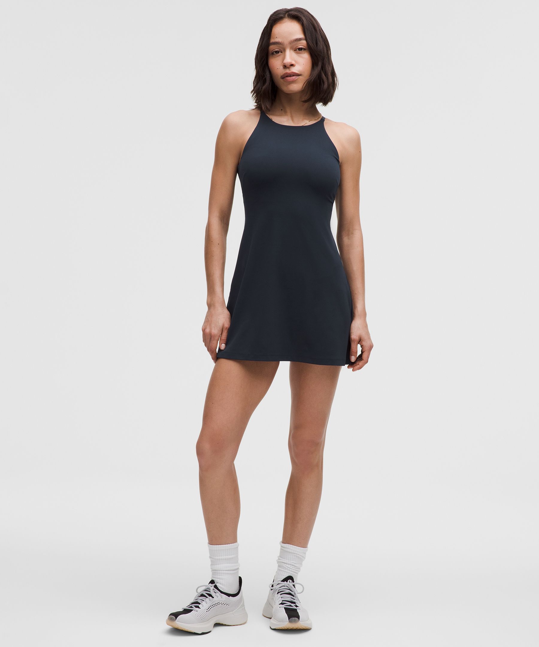 lululemon – Vestido de Escote Cerrado Align Sujeción Ligera Copas C/D para Mujer – Malla – Color Azul – Talla 6