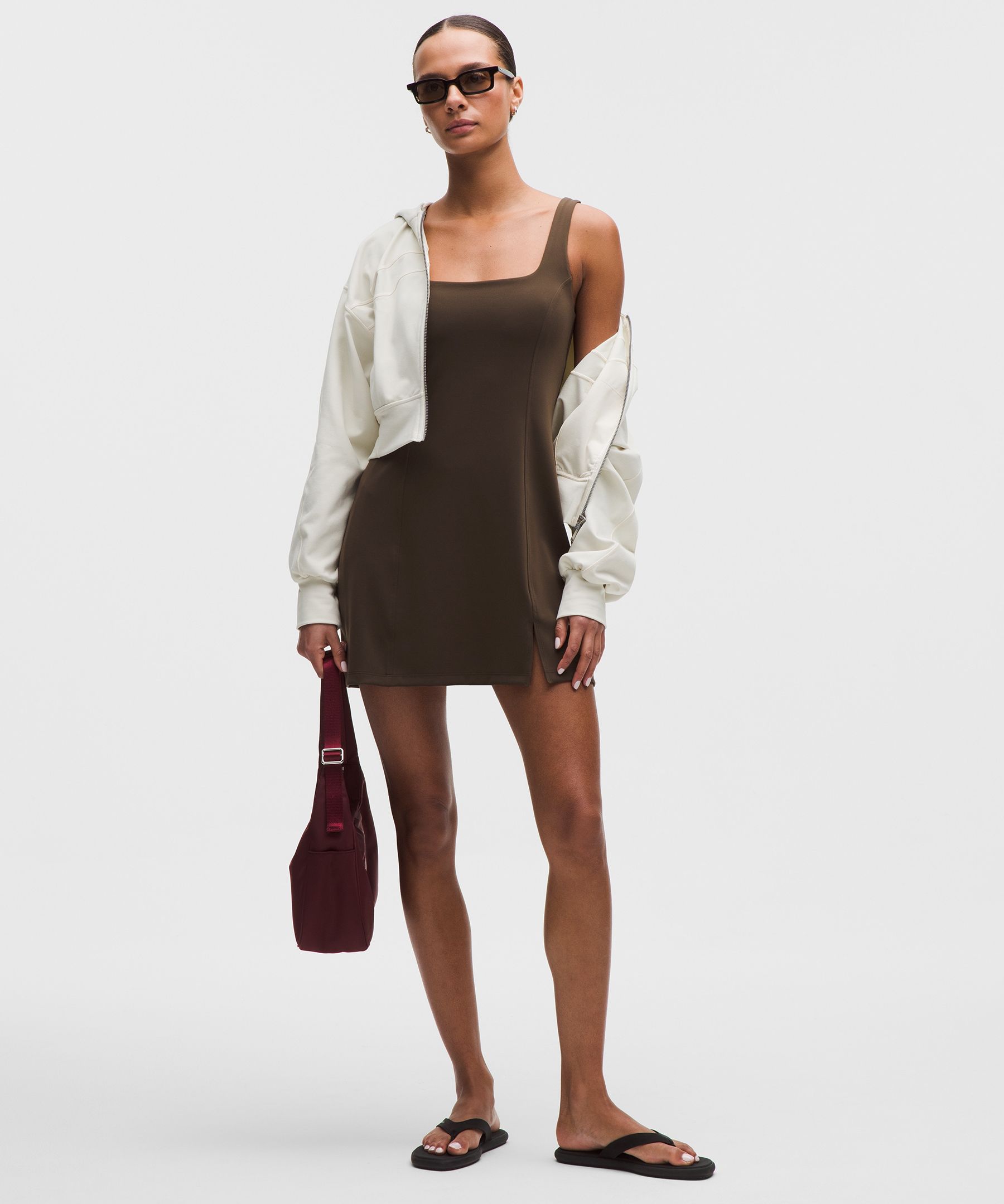 lululemon – Women’s Wunder Under SmoothCover Dress Light Support, A/B Cup – Color Brown – Size 18