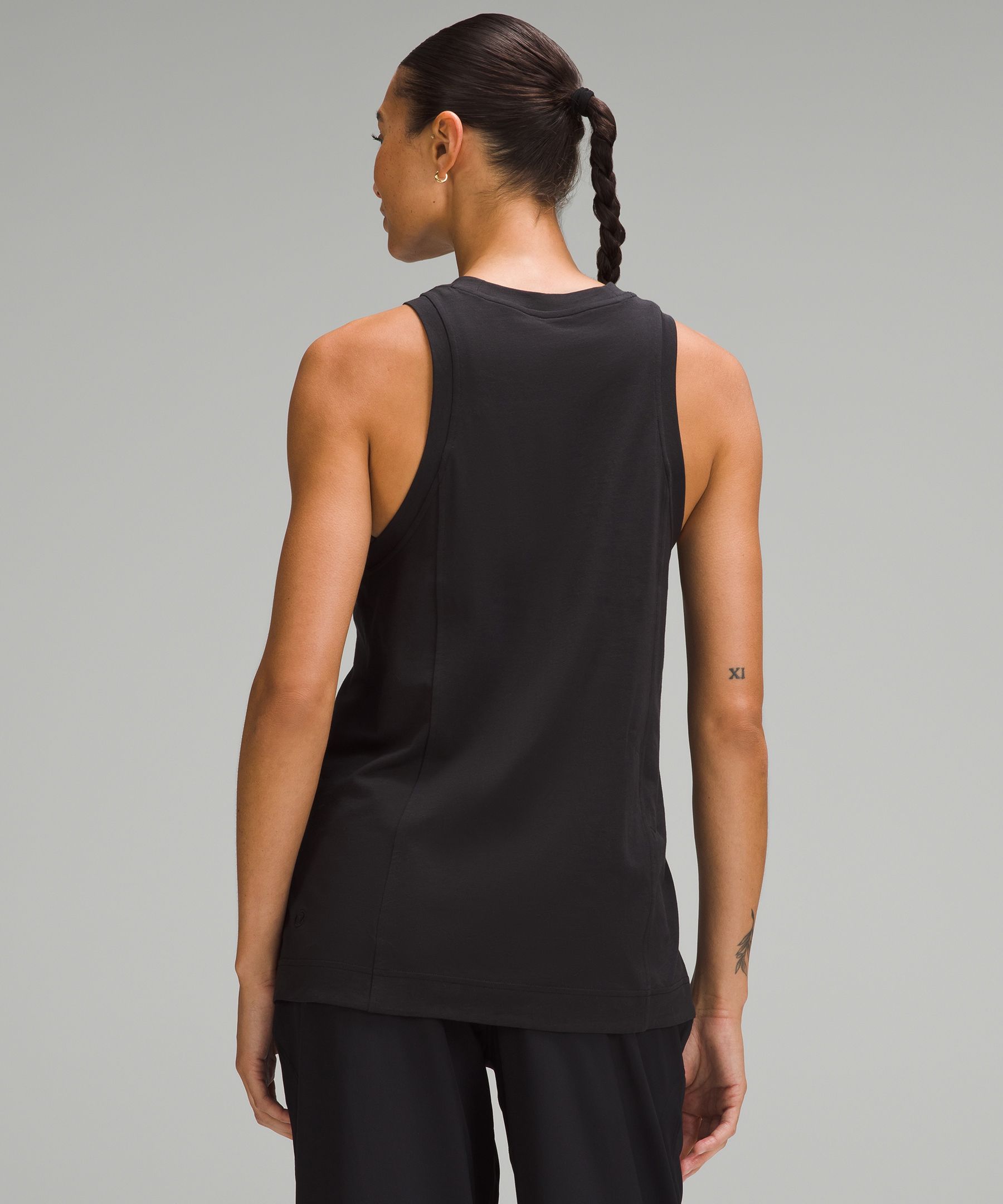 Long Cotton Crewneck Tank Top | Women's Sleeveless & Tops