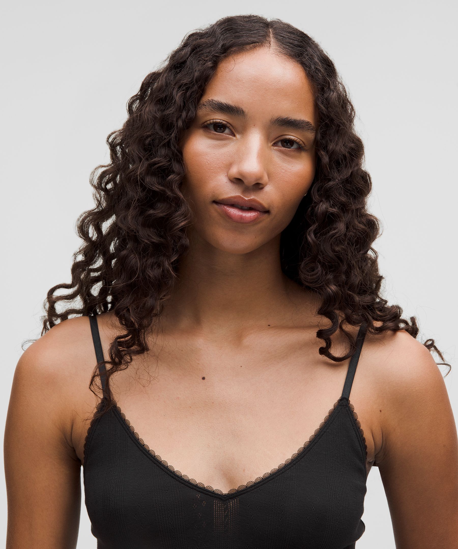 Cotton Pointelle Cropped Cami Tank Top - Black,Neutral