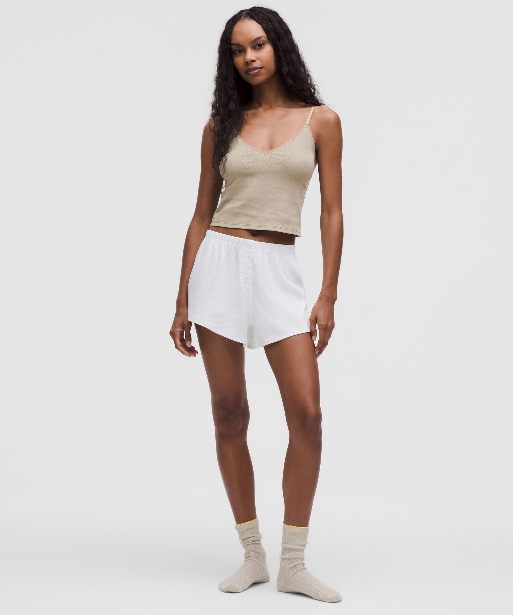Lululemon Cotton Pointelle Cropped Cami Tank Top