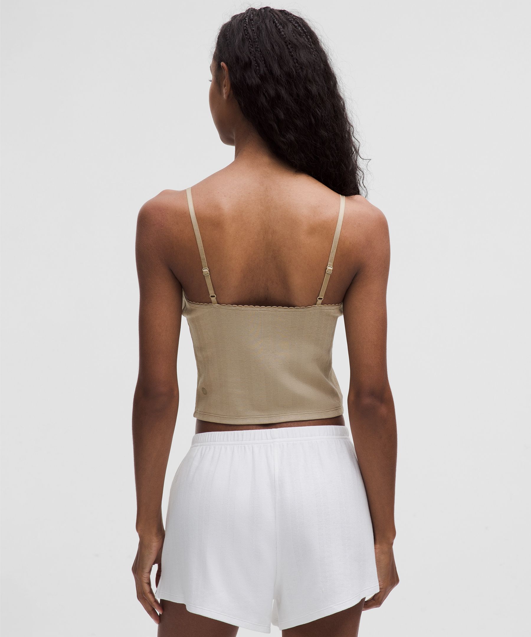 Lululemon Cotton Pointelle Cropped Cami Tank Top