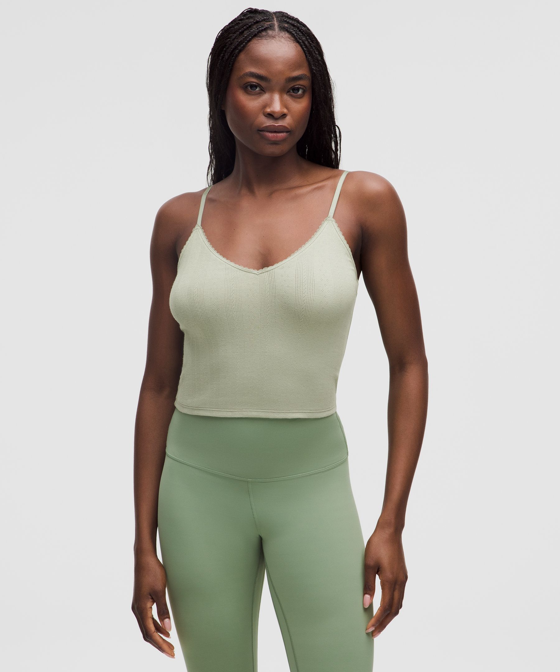 Lululemon Cotton Pointelle Cropped Cami Tank Top