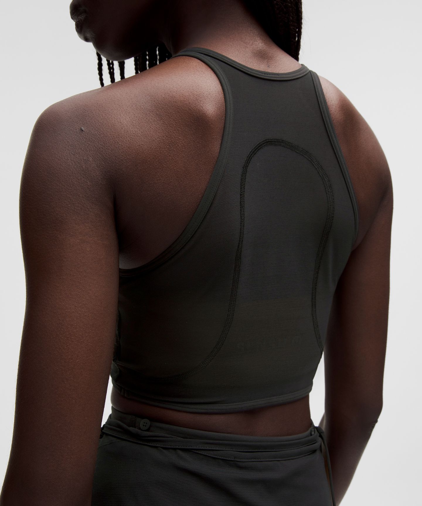 Женская укороченная сетчатая майка Lululemon с перекрёстным передом, B/C, Slnsh, цвет: Чёрный / Жёлтый — фото 5
