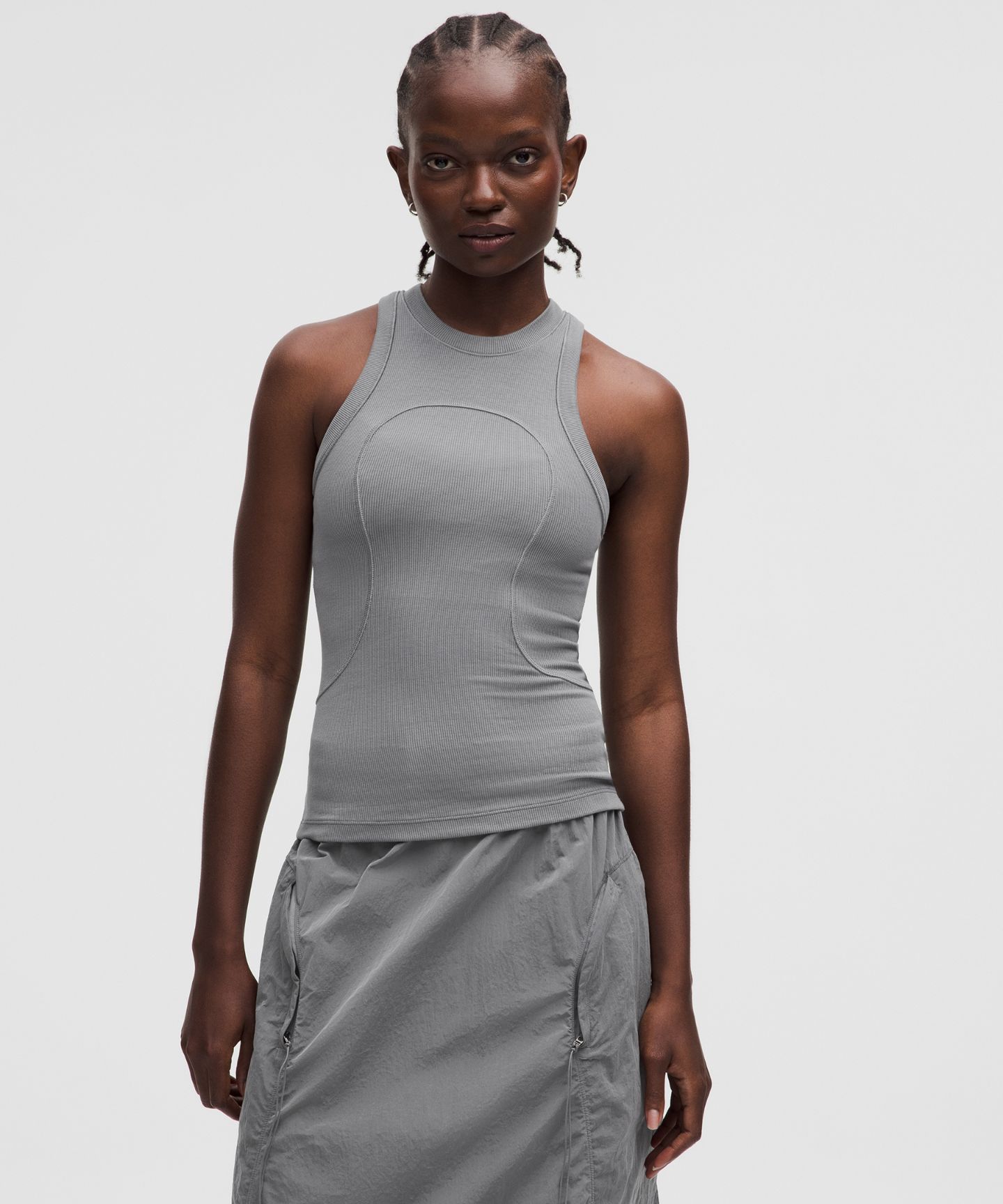 Женская майка Lululemon из модала в рубчик, коллекция Slnsh, цвет: Асфальтовый серый — фото 1