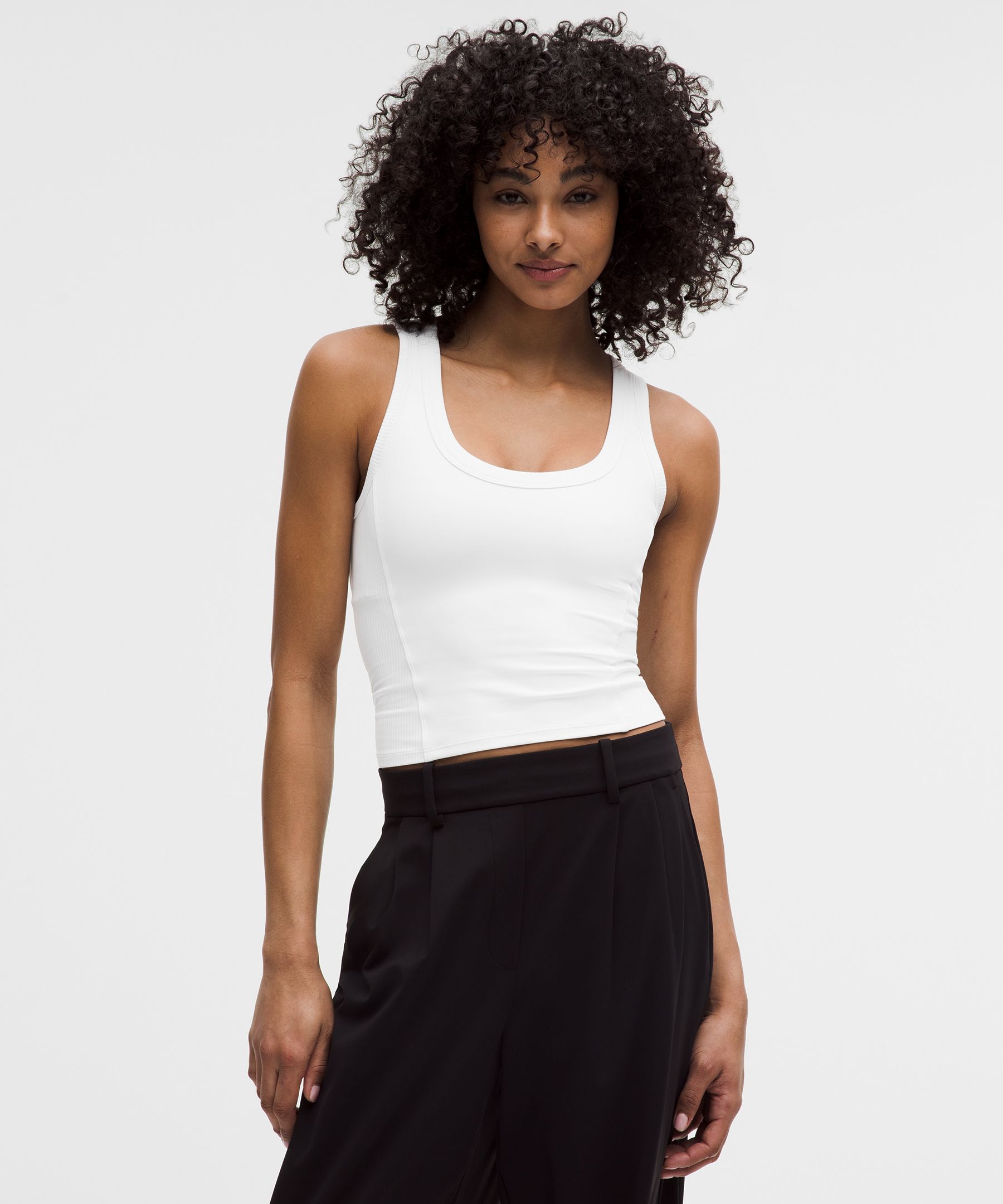 スムースアンドリブ Nulu スクープネックタンクトップ *ライトサポート