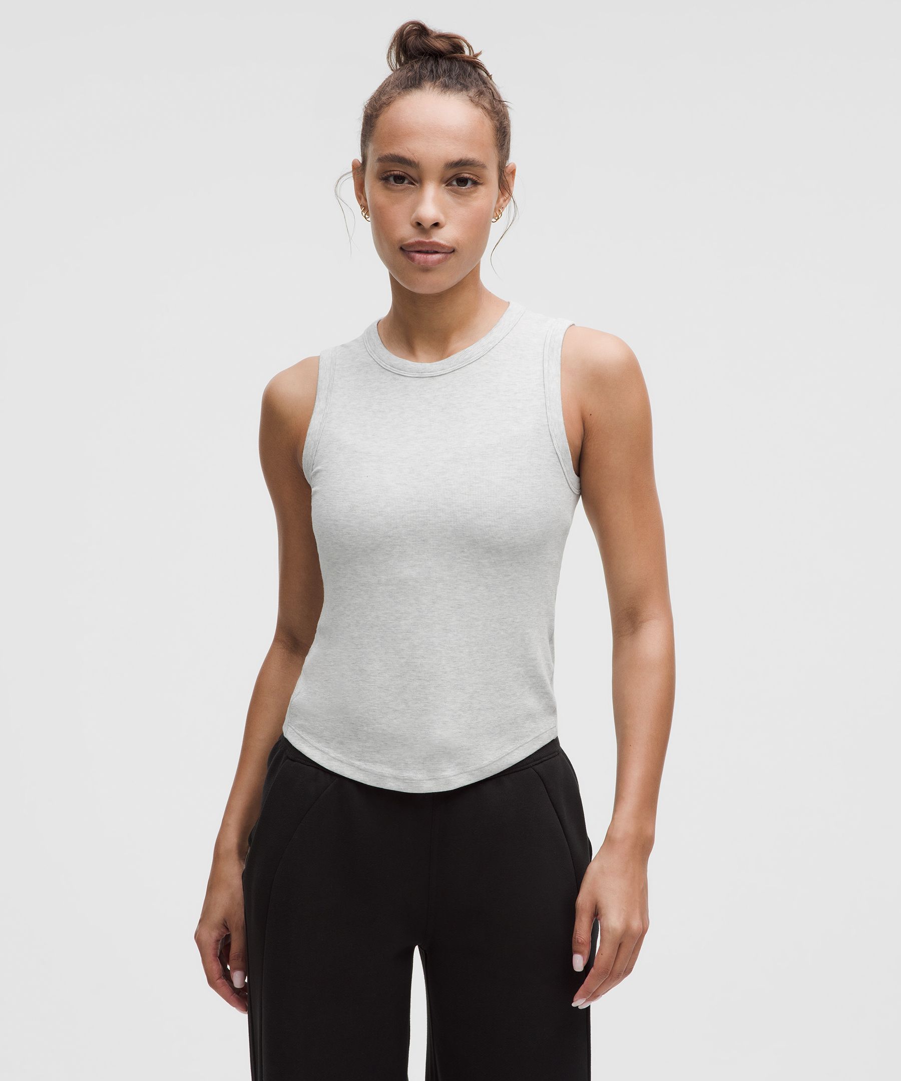 lululemon – Women's Hold Tight Crewneck Tank Top Waist Length – Color Light Grey/Grey – Size 18