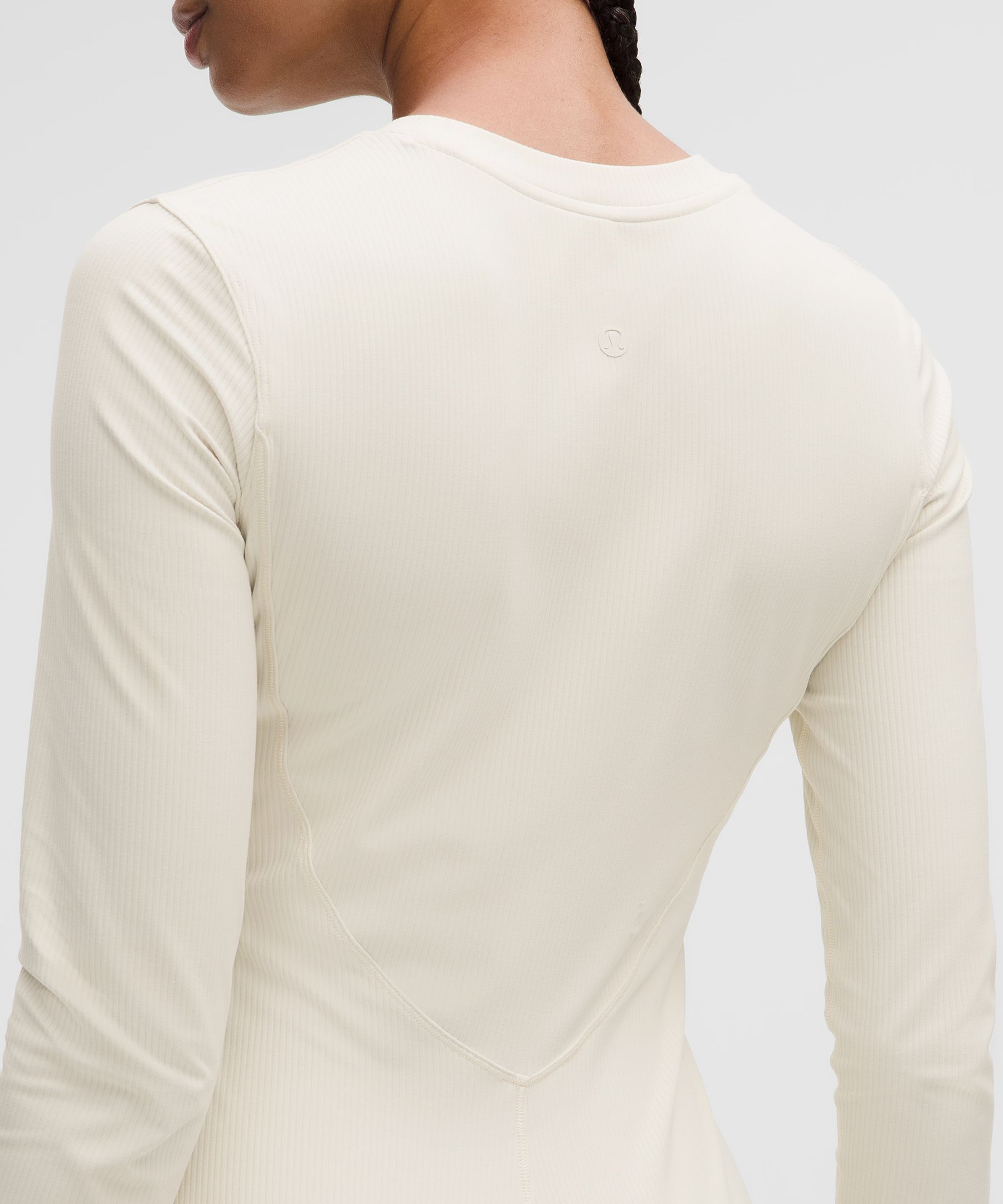 Lululemon All Aligned Ribbed Long-sleeve Henley Dress In White