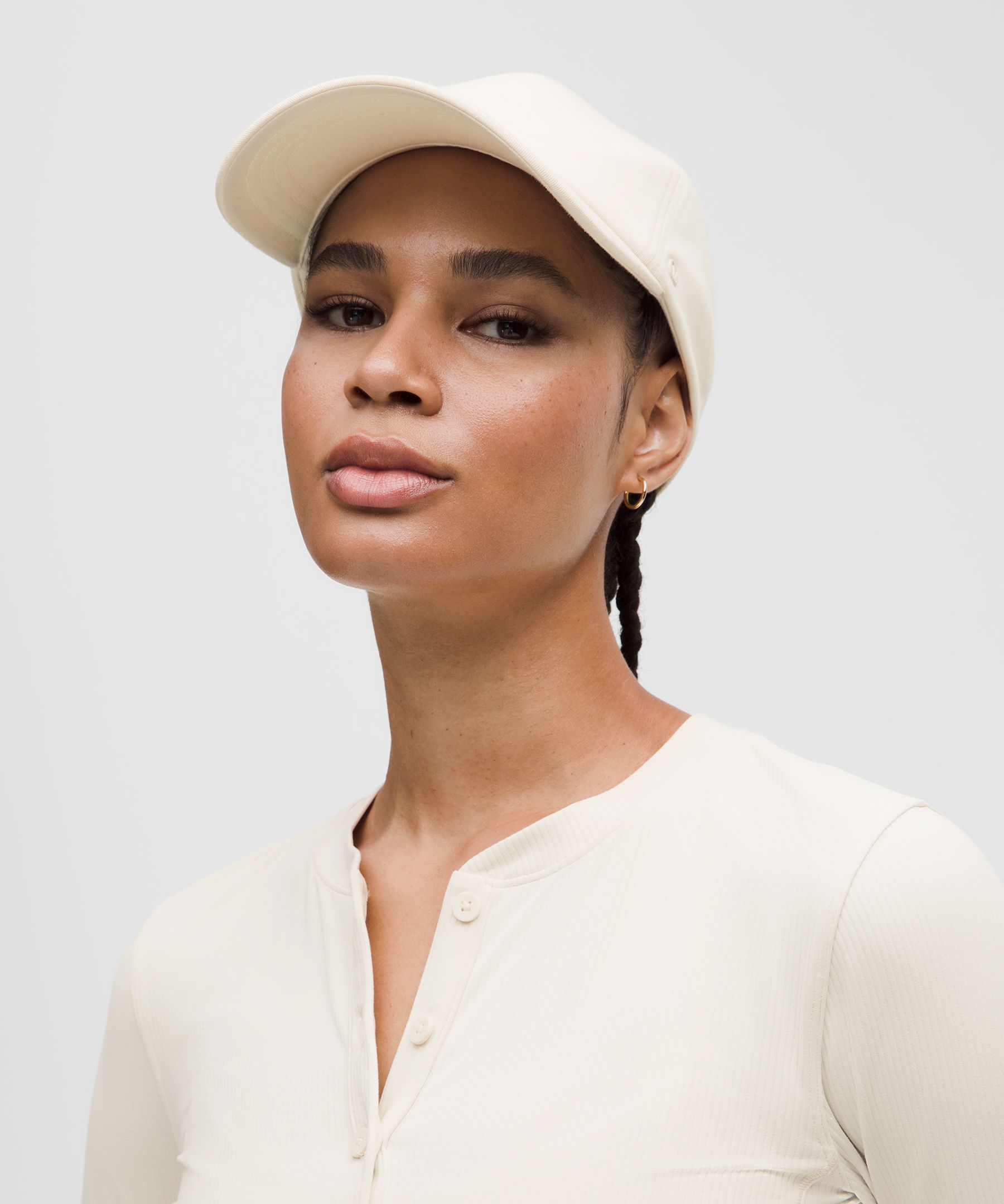Lululemon All Aligned Ribbed Long-sleeve Henley Dress In White