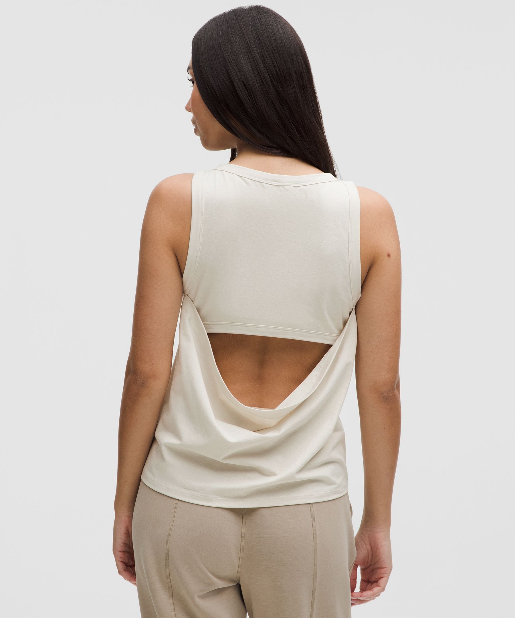 Cotton-Blend Open-Back Tank Top