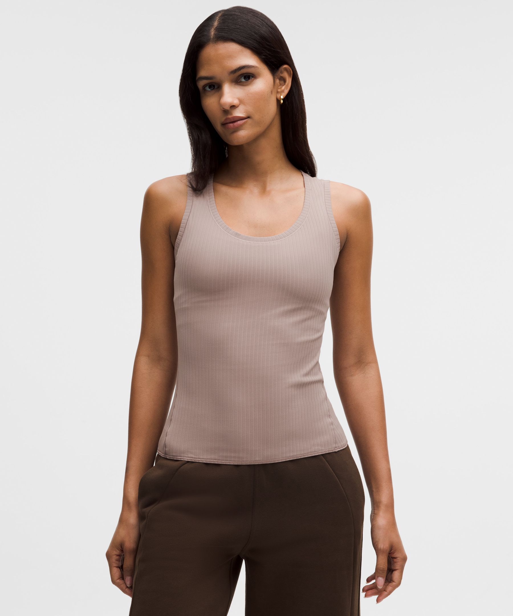 Wundermost Ultra-Soft Ribbed Nulu Scoop-Neck Tank Top