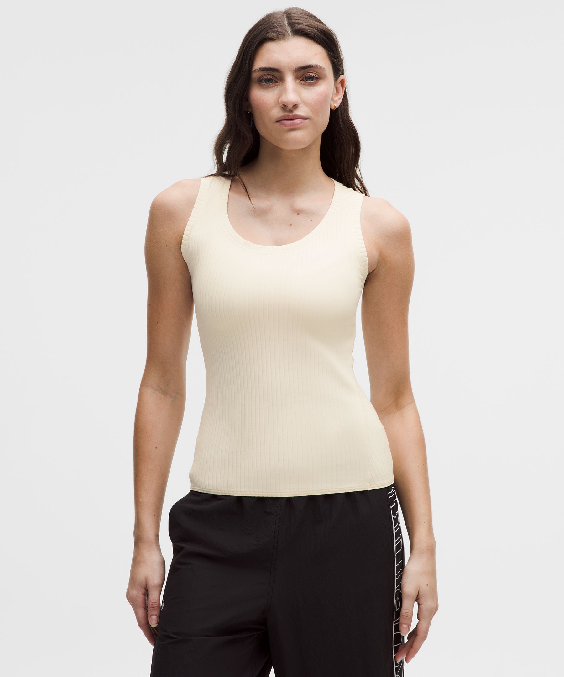 Wundermost Ultra-Soft Ribbed Nulu Scoop-Neck Tank Top