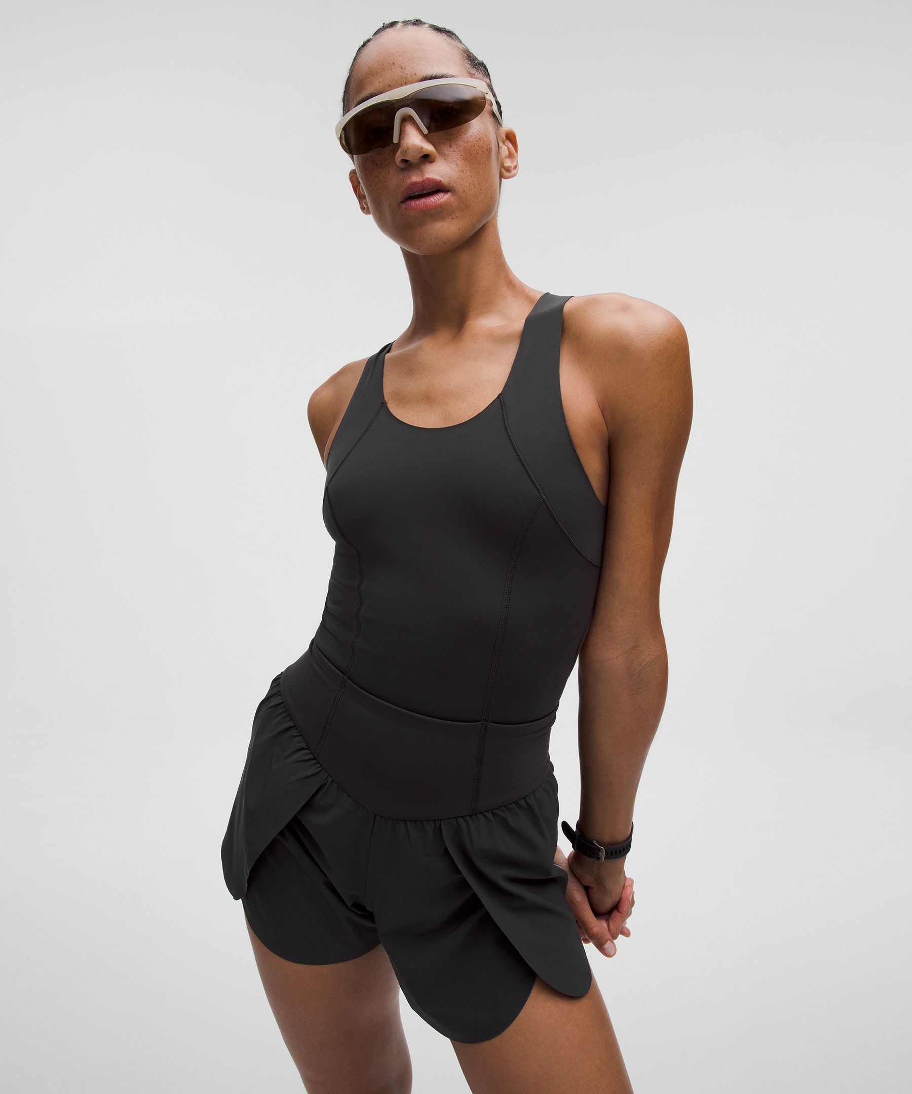Lululemon Go Further Split-short Runsie 3" In Brown