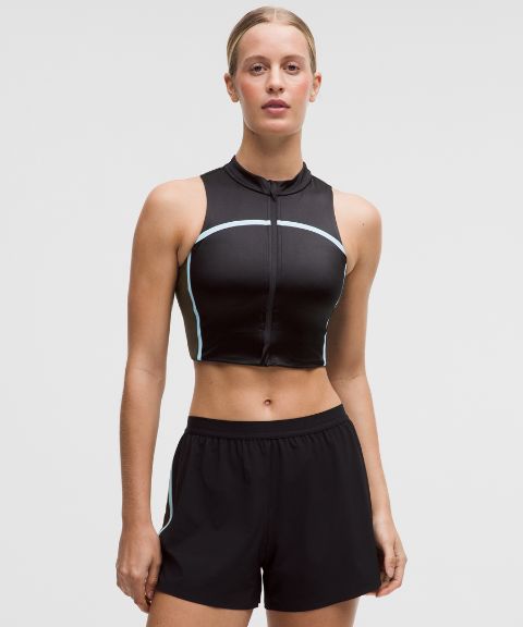 Женский топ Lululemon Satin Shine на молнии, средняя поддержка