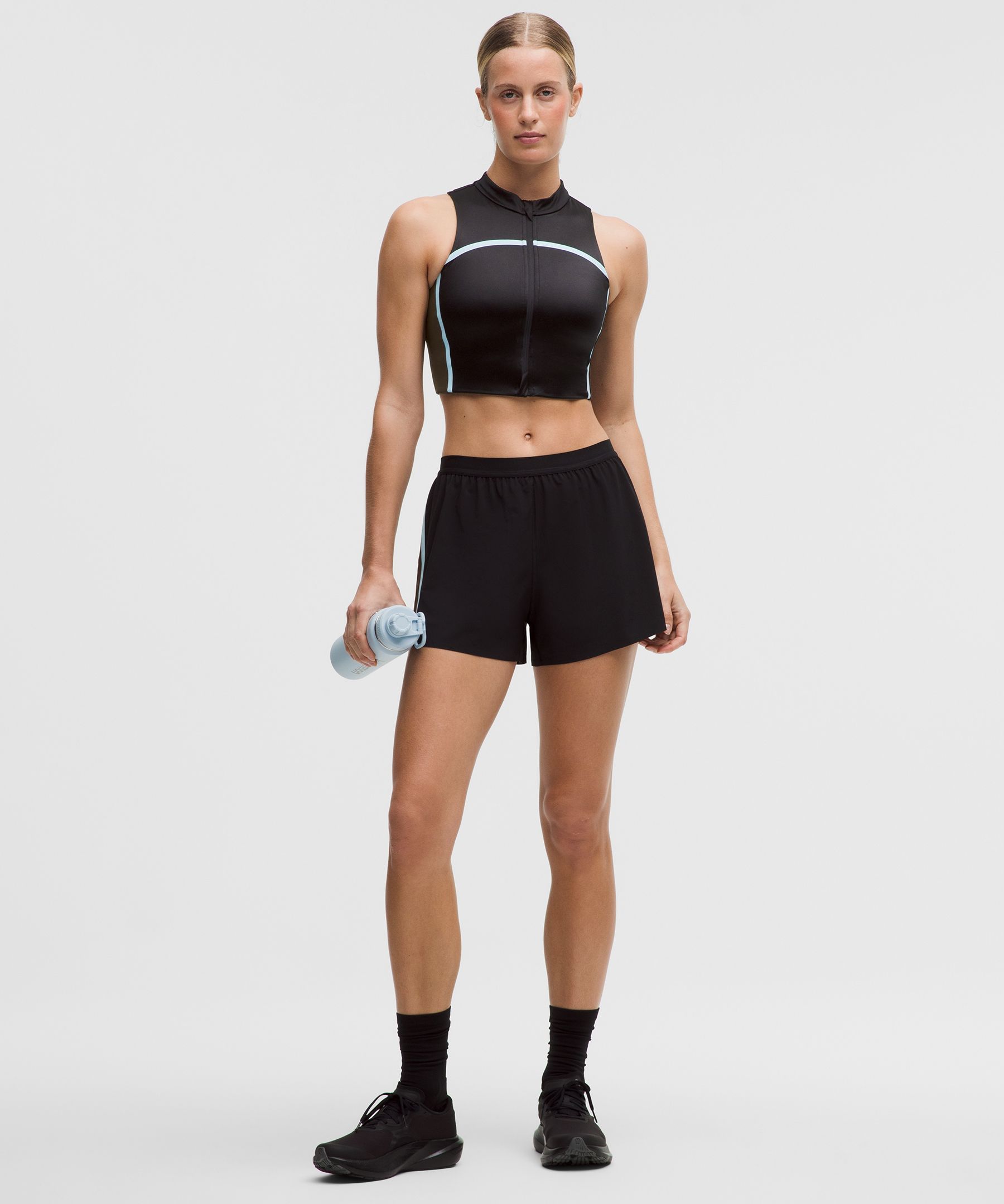 Satin Shine Full-Zip Tank Top Medium Support, B/C Cup *Stripe