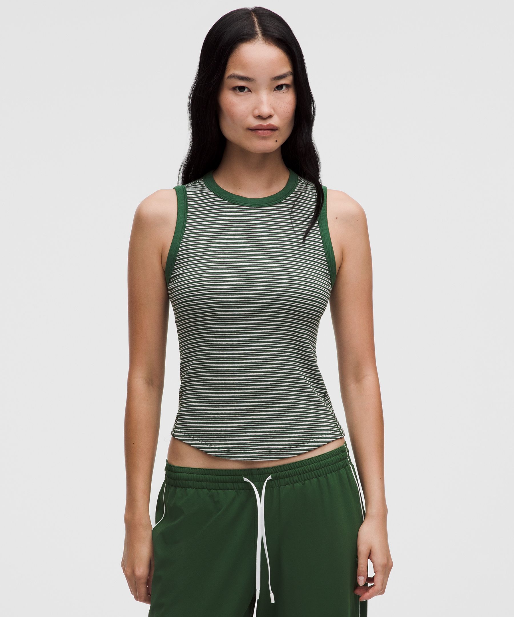 lululemon  Hold Tight Crewneck Tank Top Waist Length - Size 4 - Green,striped,printed