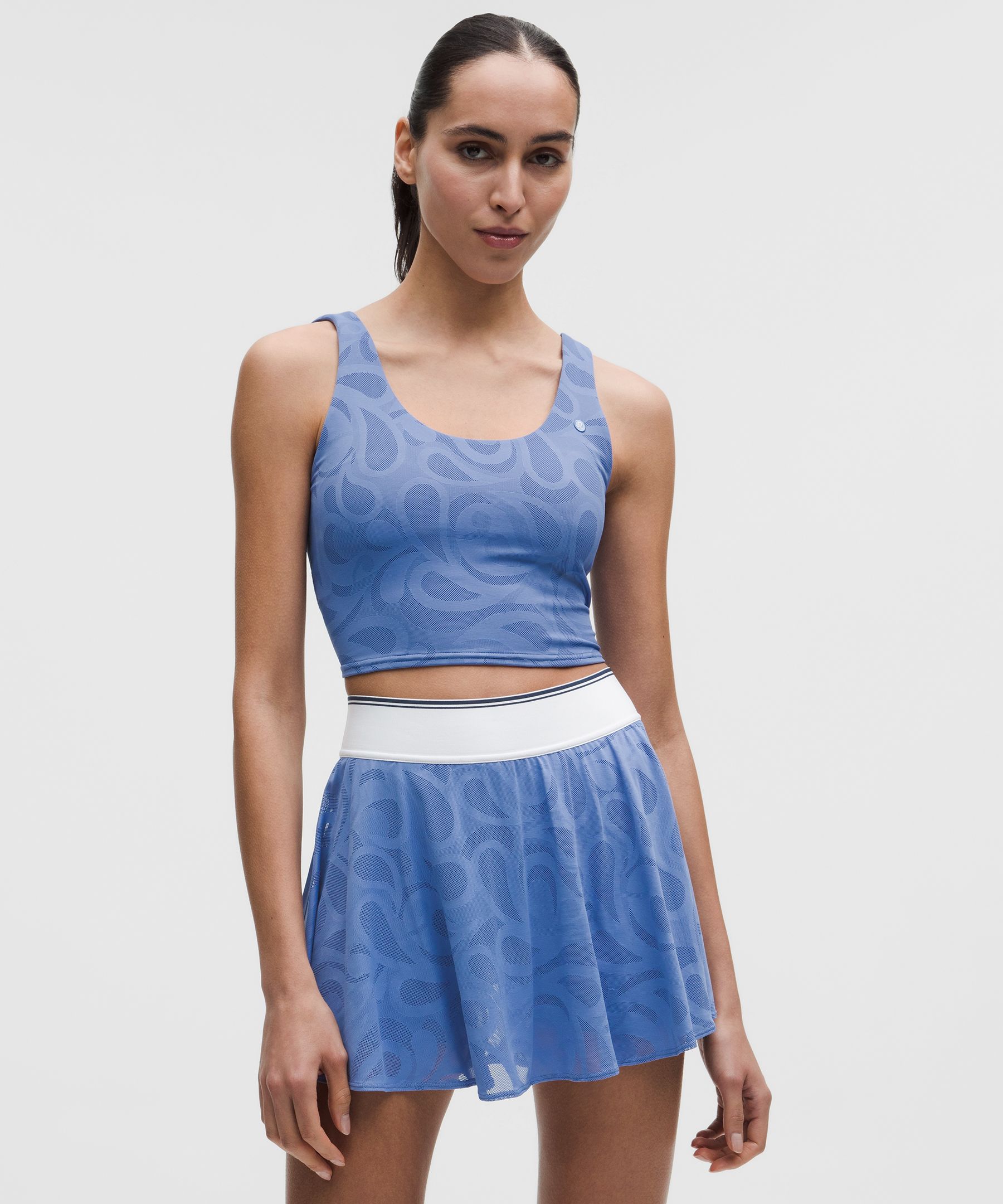 Paisley-Mesh Tennis Tank Top 
