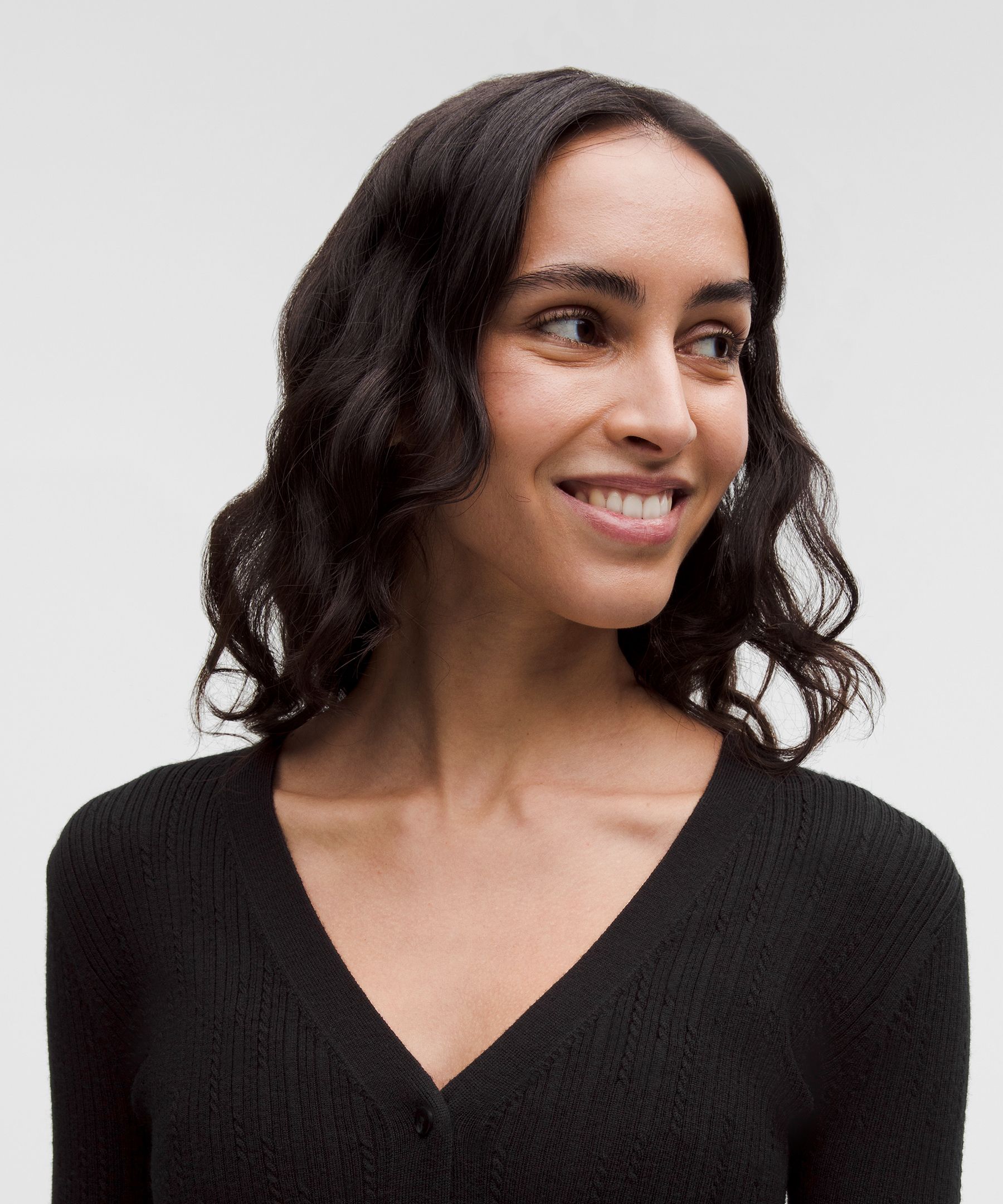 Lululemon Micro Cable Merino-blend Buttoned Midi Dress In Black