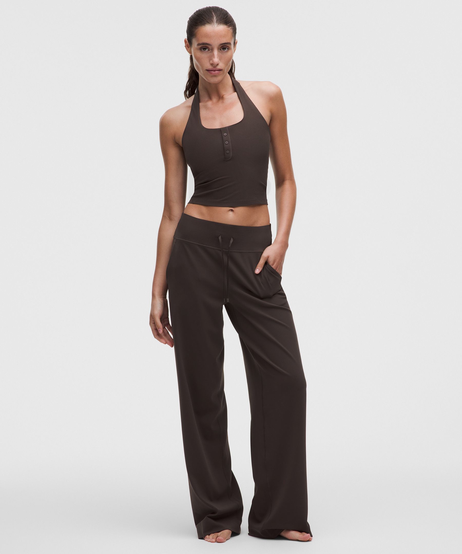 Ribbed Nulu Henley Halter Tank Top *Light Support, B/C Cup
