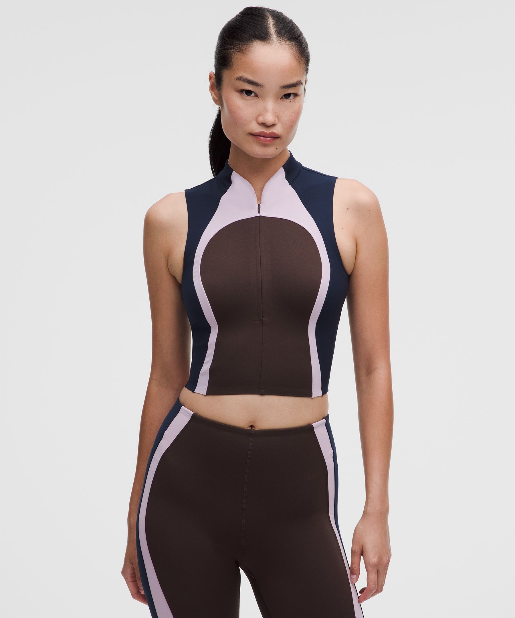lululemon  Ultralu Zip-Front Cropped Tank Top - Size XS - Purple,blue,navy