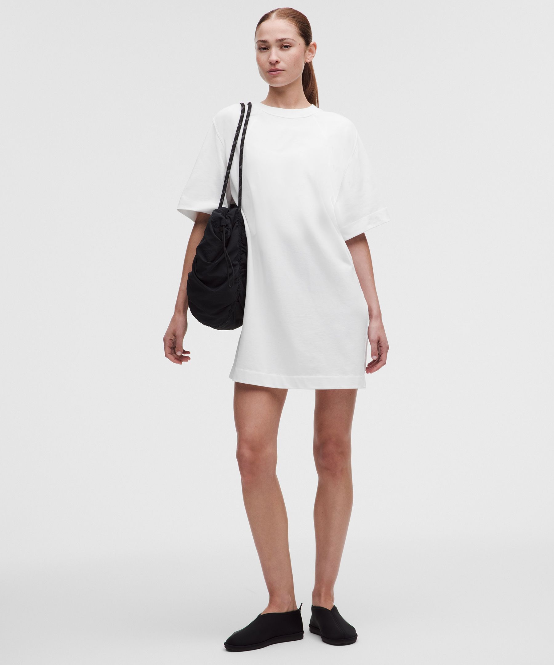 Scuba Cotton Jersey T-Shirt Dress - White