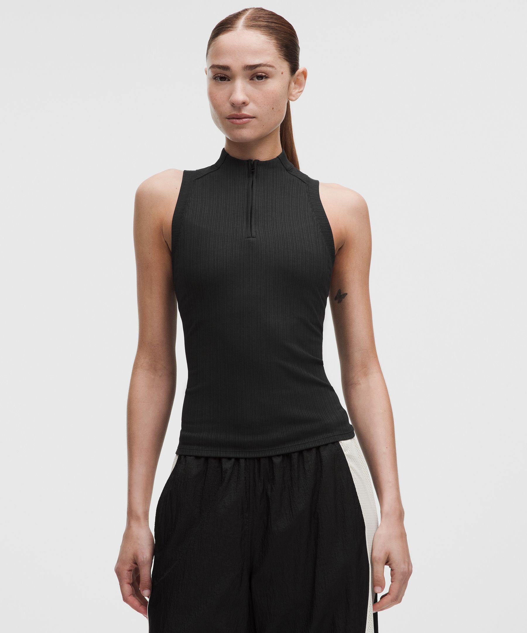 Hold Tight Micro-Rib Half-Zip Tank Top
