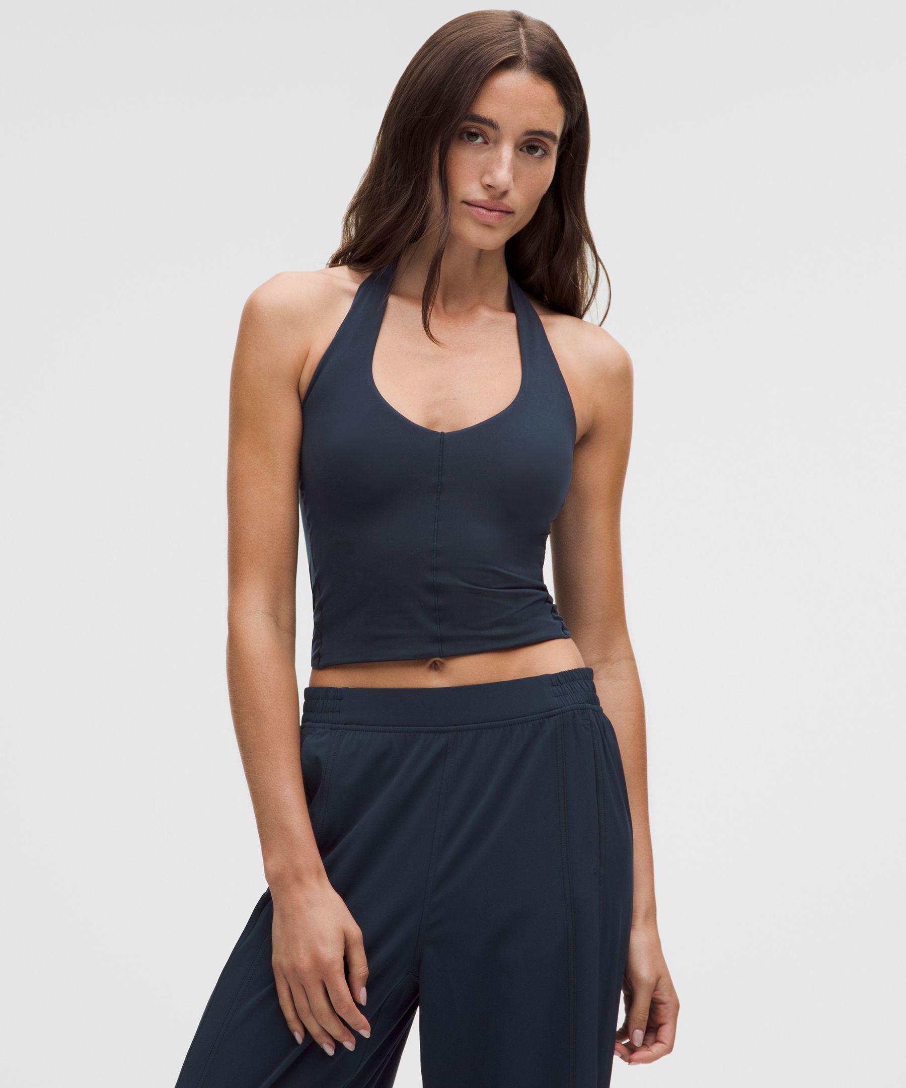 Wundermost Ultra-Soft Nulu Halter Tank Top - Navy