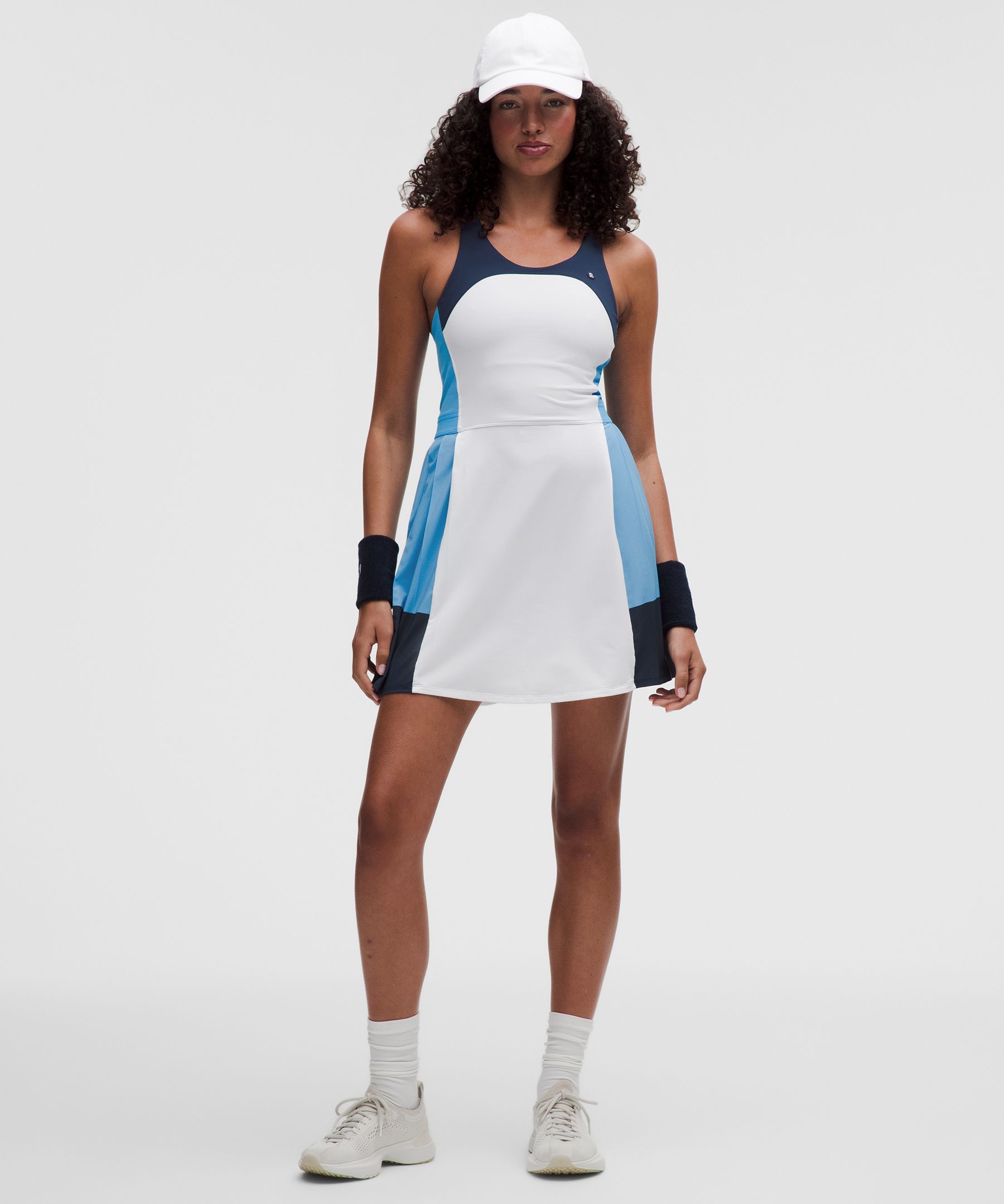lululemon – Women’s Court Champ Racerback Tennis Dress B/C Cup – Color White/Blue – Size Medium