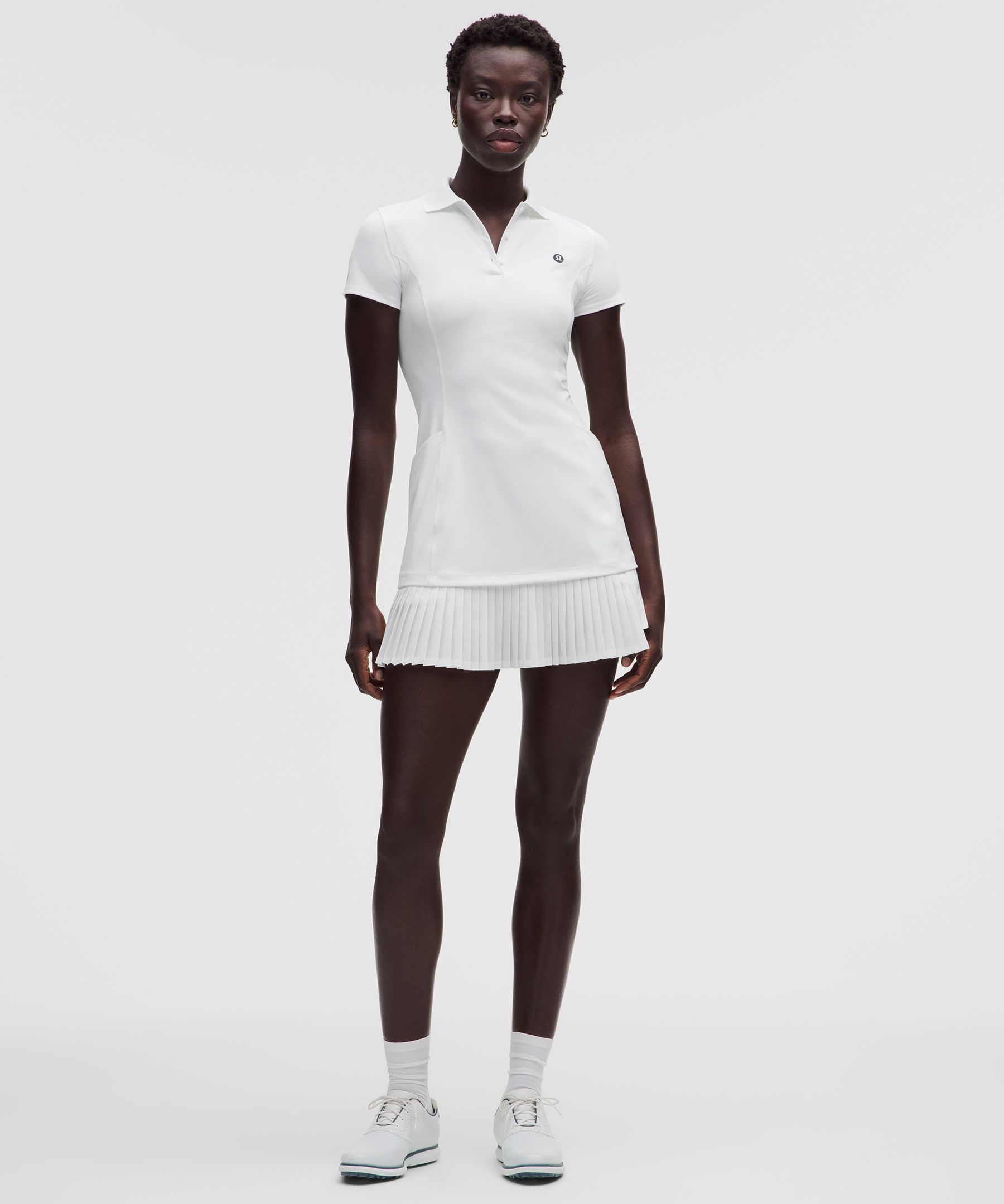 Pleated-Hem Polo Golf Dress